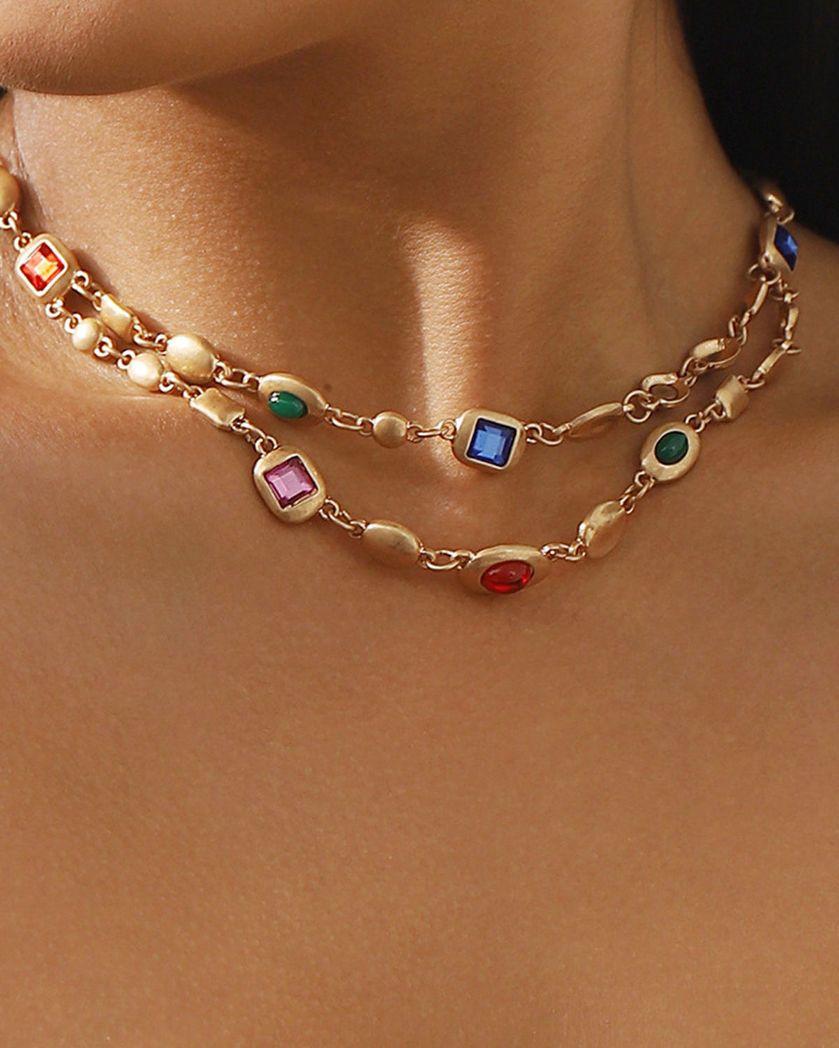 Double-Layer Colorful Beaded Necklace