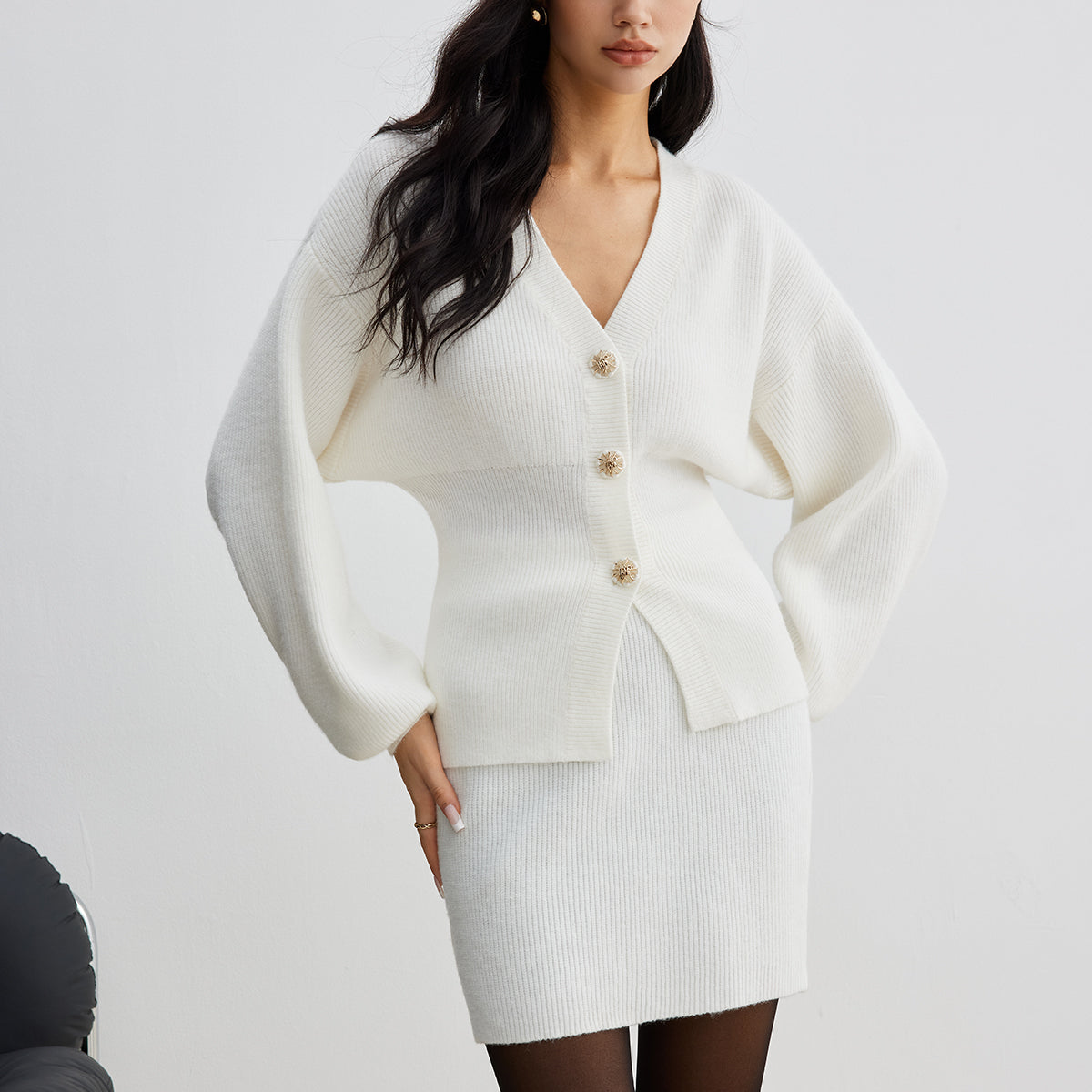 Elegant Ribbed Sweater Mini Etek