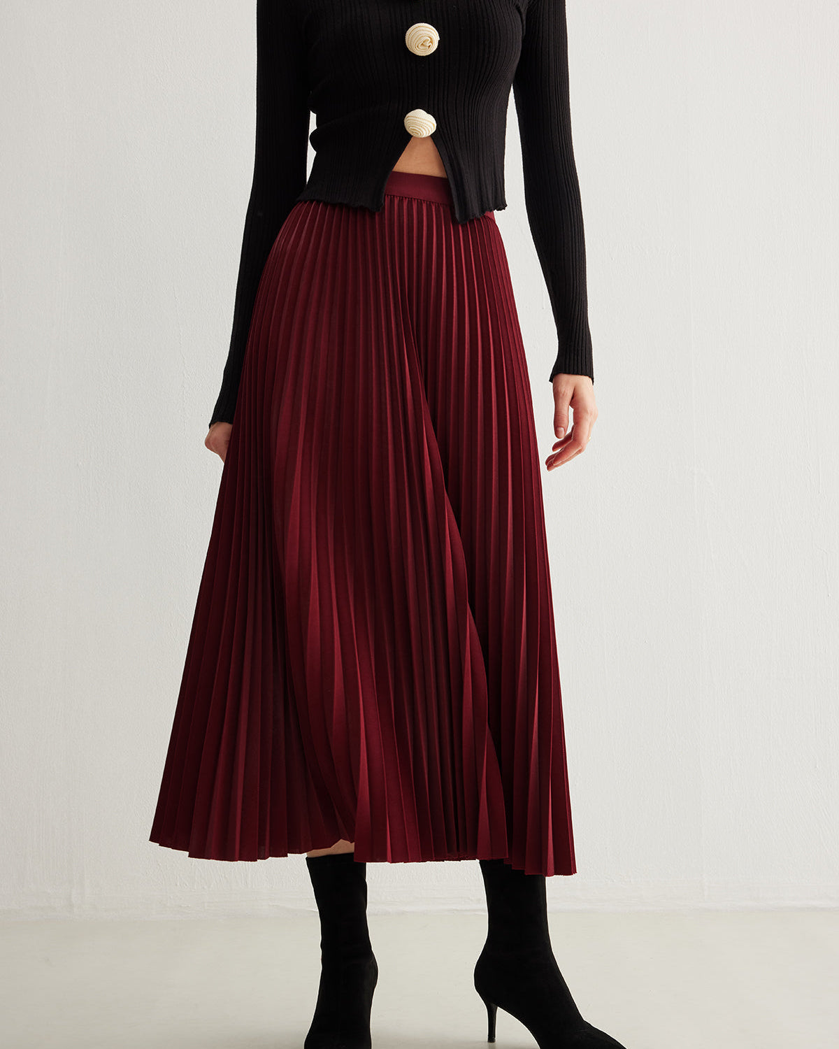 Flowy Pileli Midi Etek