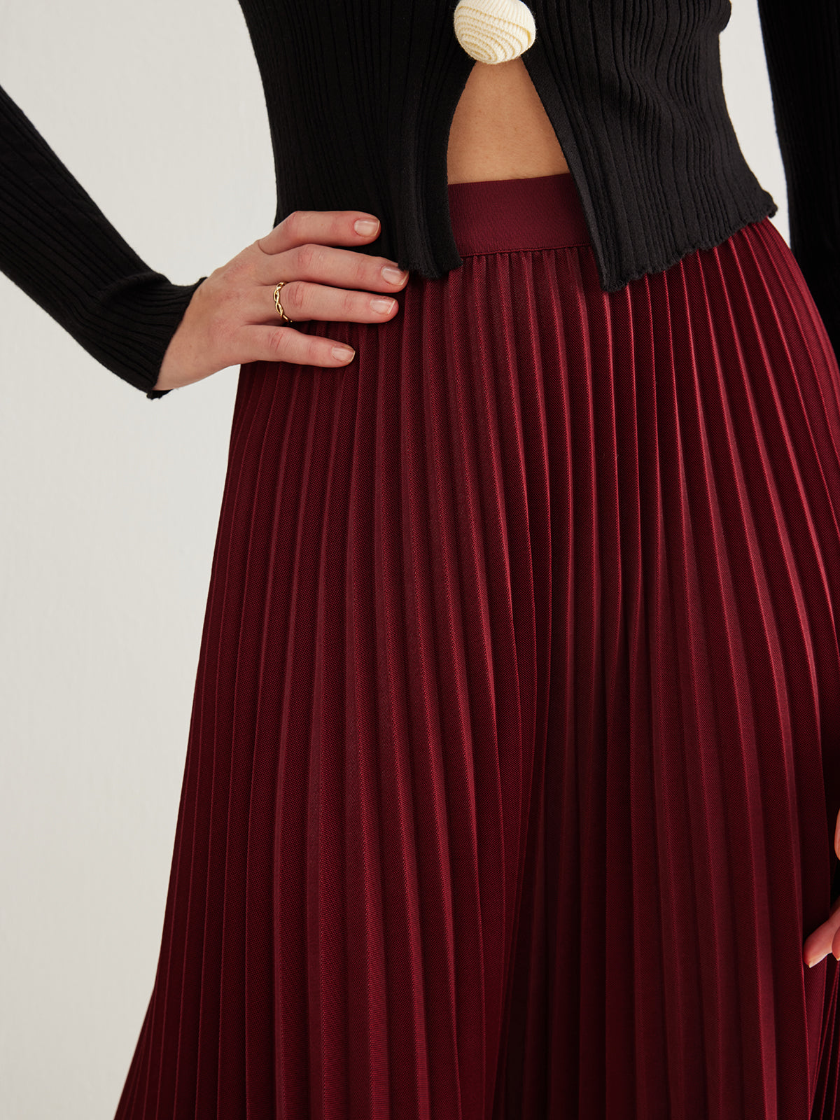 Flowy Pileli Midi Etek