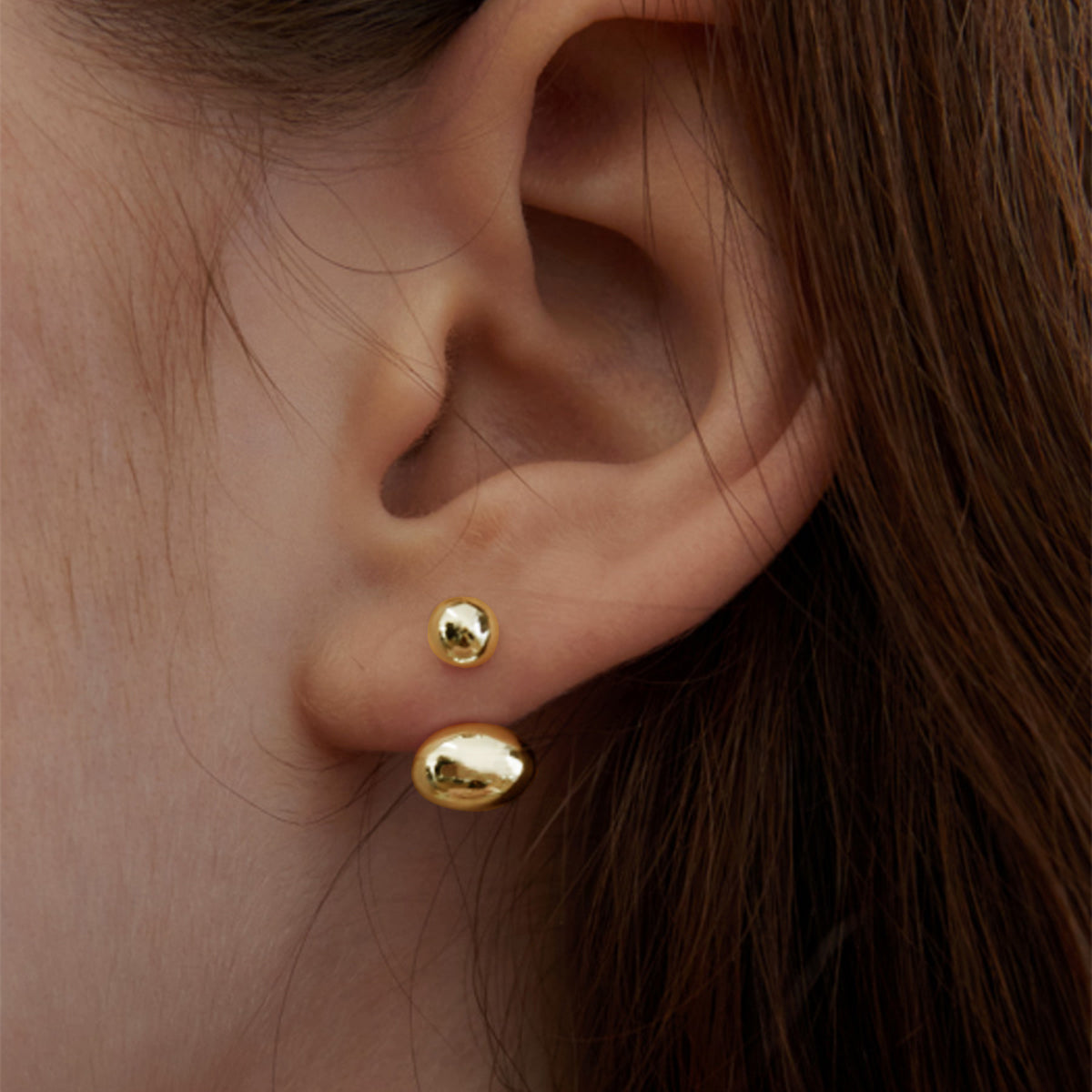 Oval Fasulye Stud Küpeleri