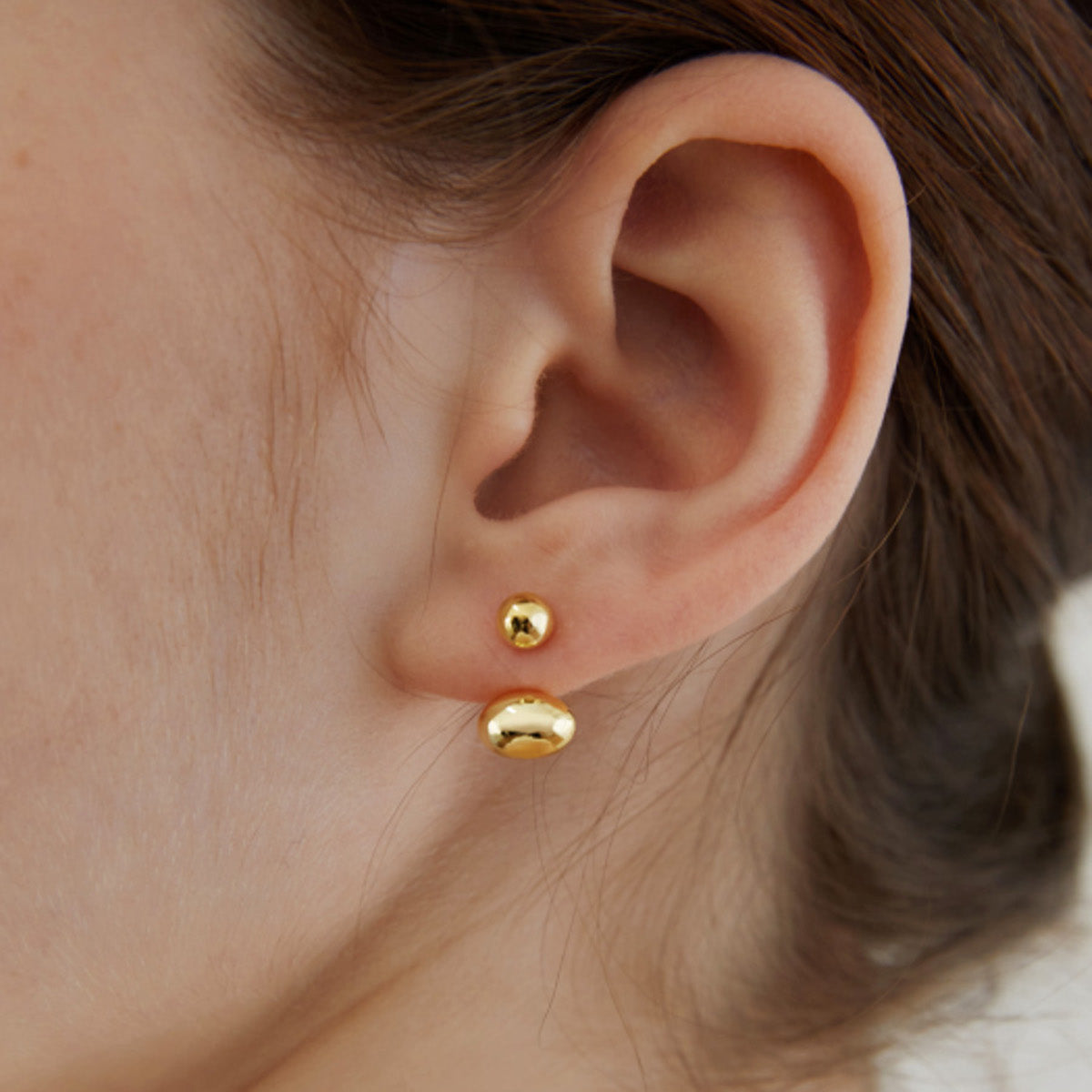 Oval Fasulye Stud Küpeleri