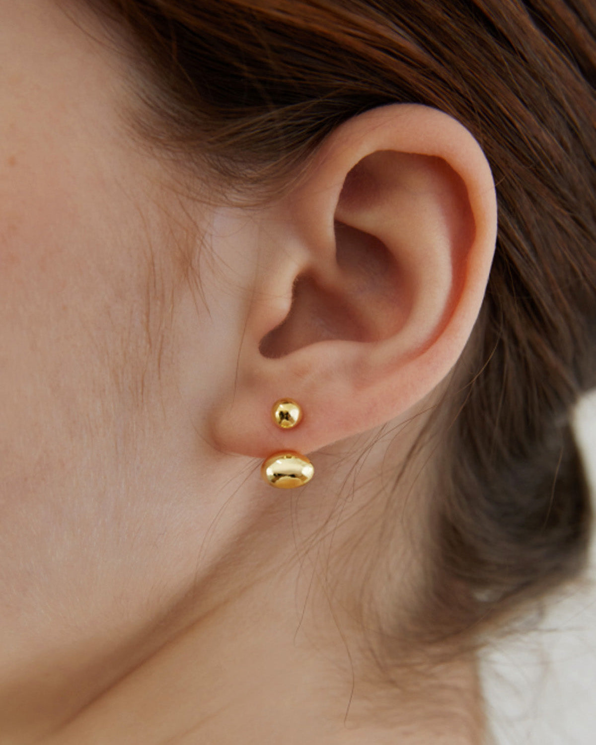 Oval Fasulye Stud Küpeleri
