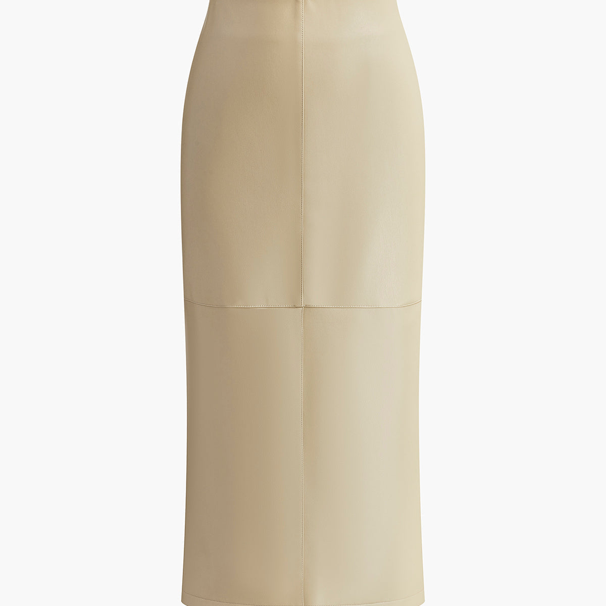 Faux Leather Piping Sit Midi Etek