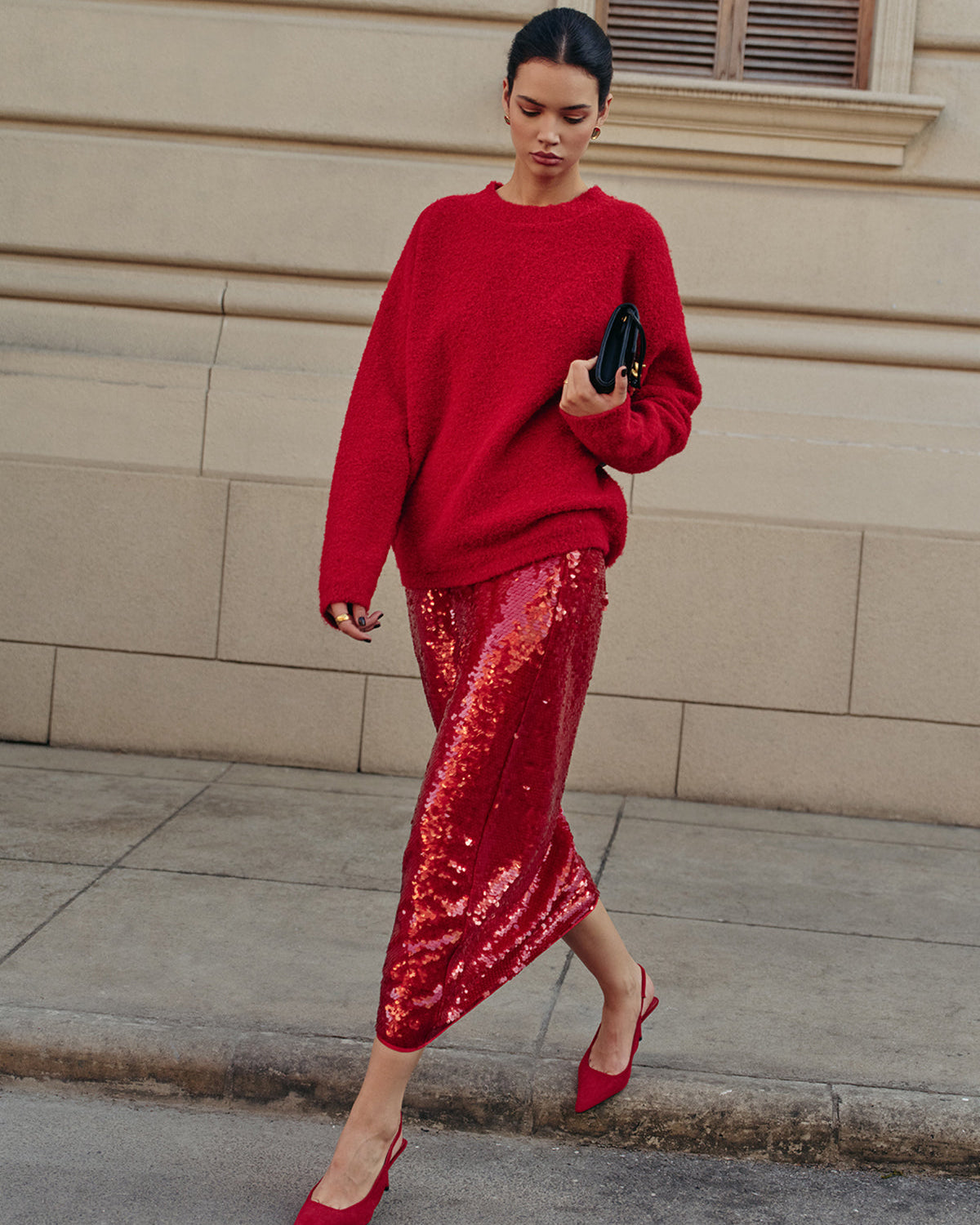 Elegant Plain Sequins Etek