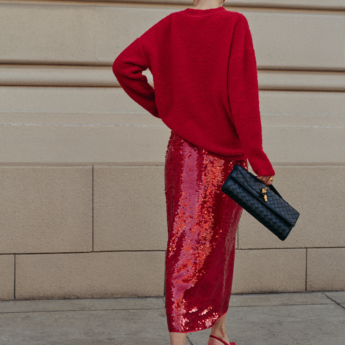 Elegant Plain Sequins Etek
