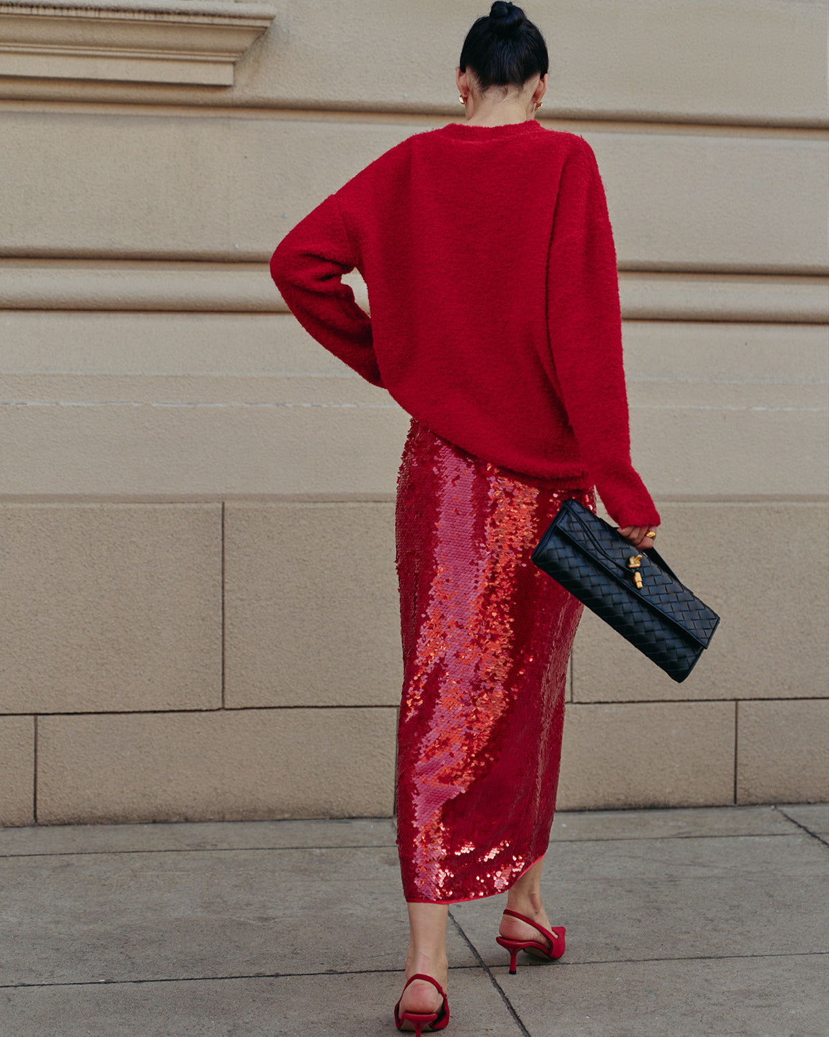 Elegant Plain Sequins Etek