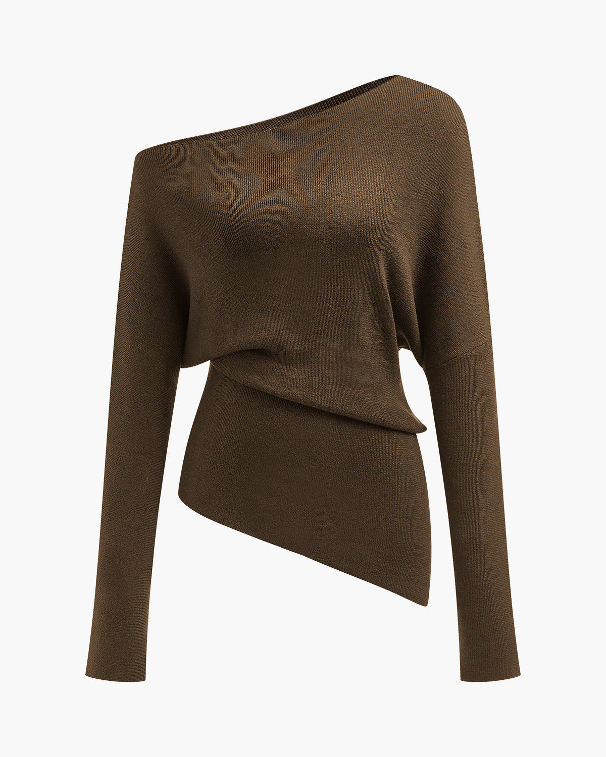 Yün Karışımlı Asimetrik Yakalı Örgü Bluz