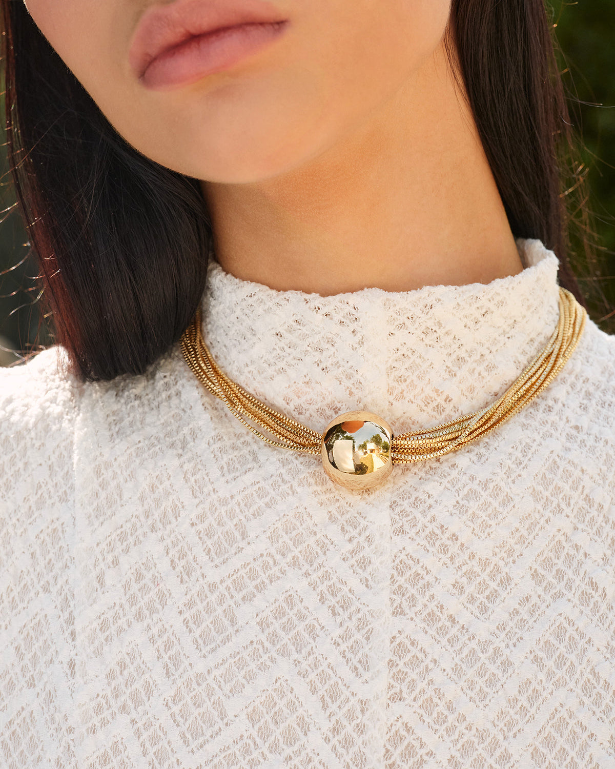 Şık Çoklu Zincir Parlak Top Choker
