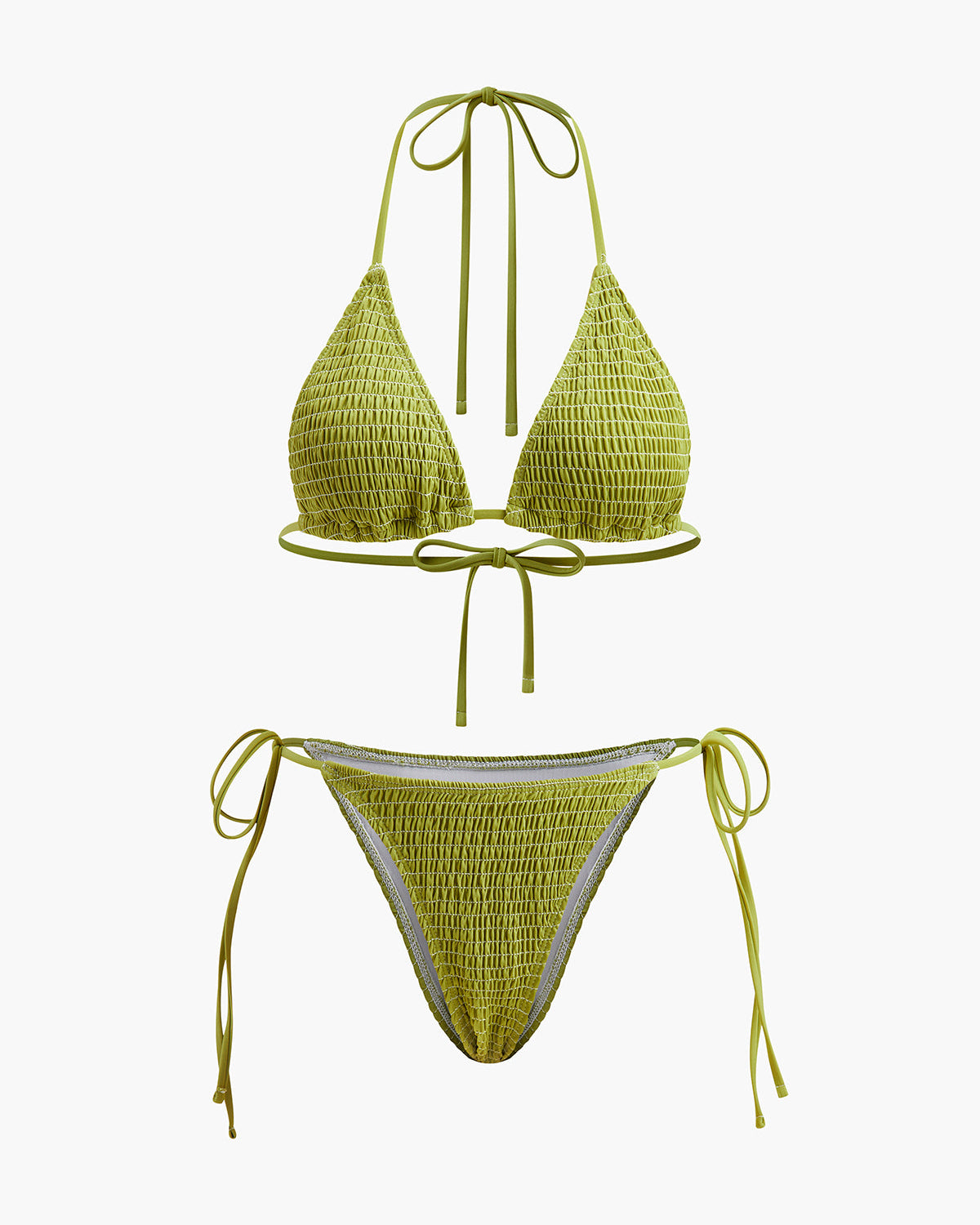 Bağcıklı Dokulu Üçgen Bikini