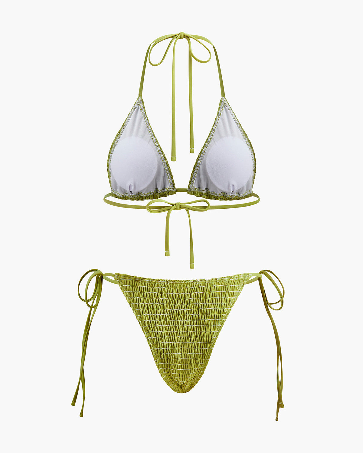 Bağcıklı Dokulu Üçgen Bikini