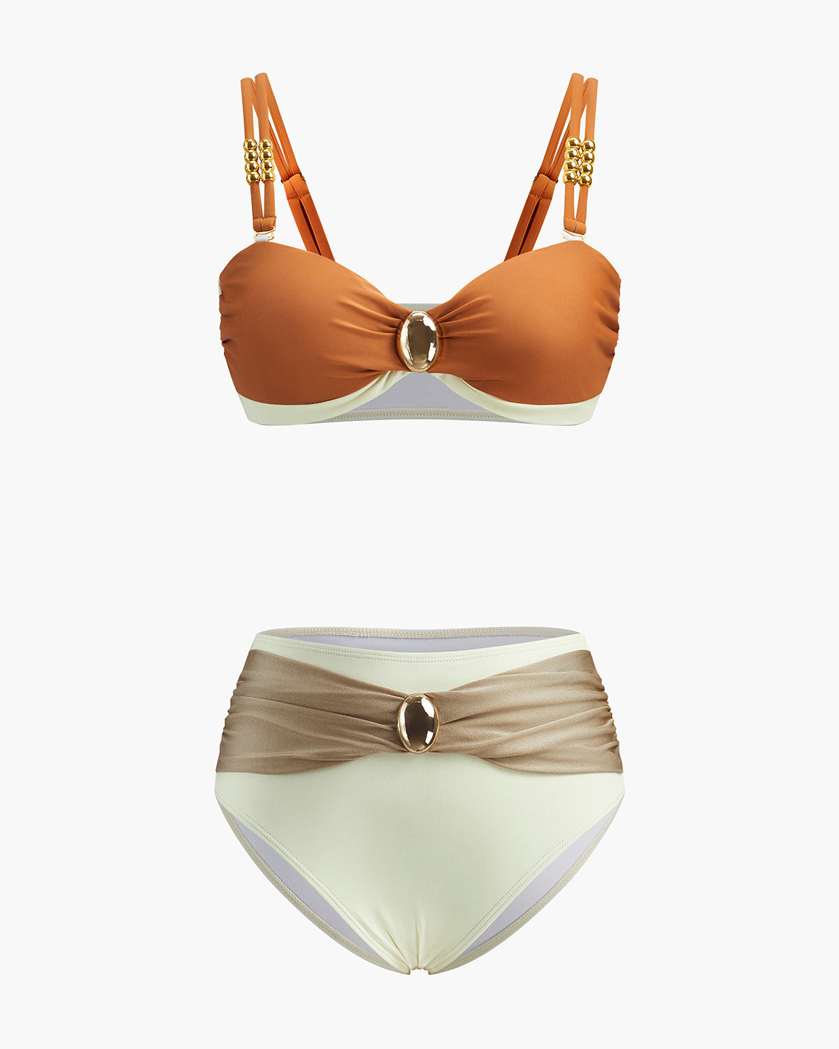Renk Bloklu Kemer Detay Bikini Takımı
