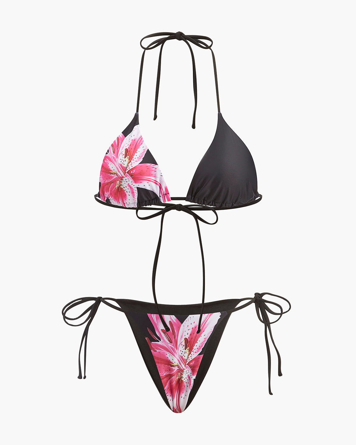 Çiçek Desenli Bikini Yarı Şeffaf Etek ile