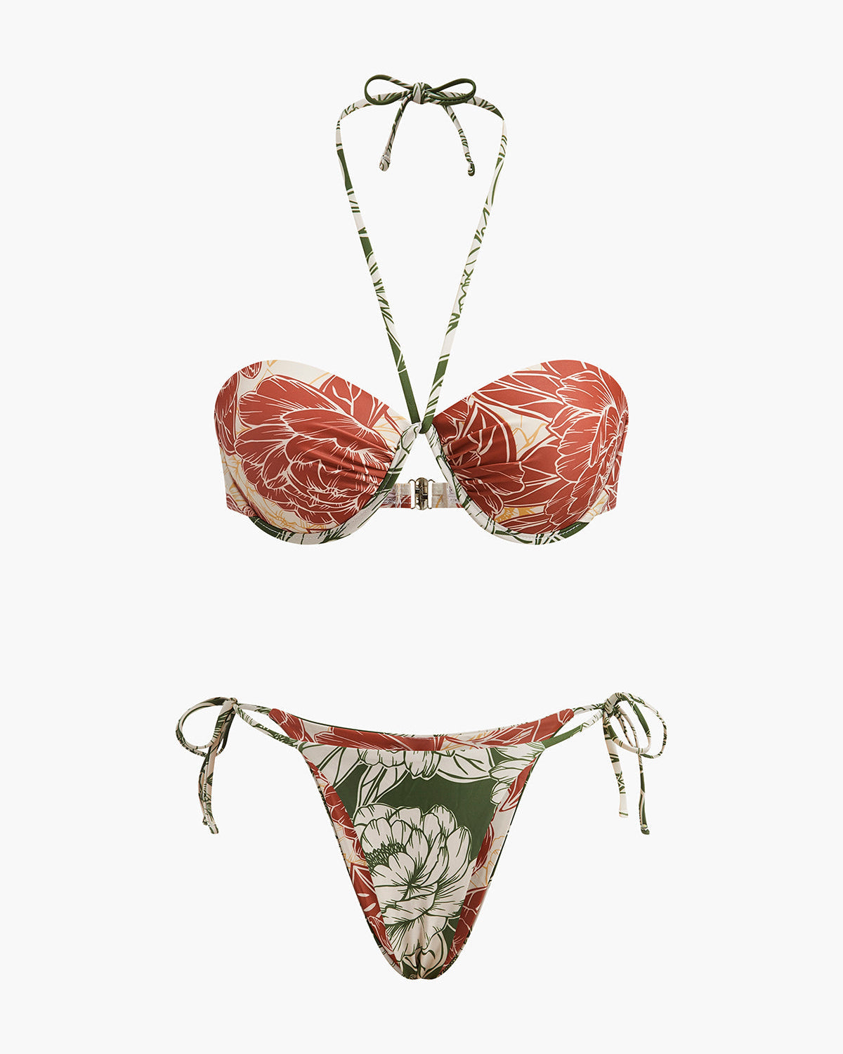 Çiçekli Bikini Seti Yandan Bağlamalı Etek ile