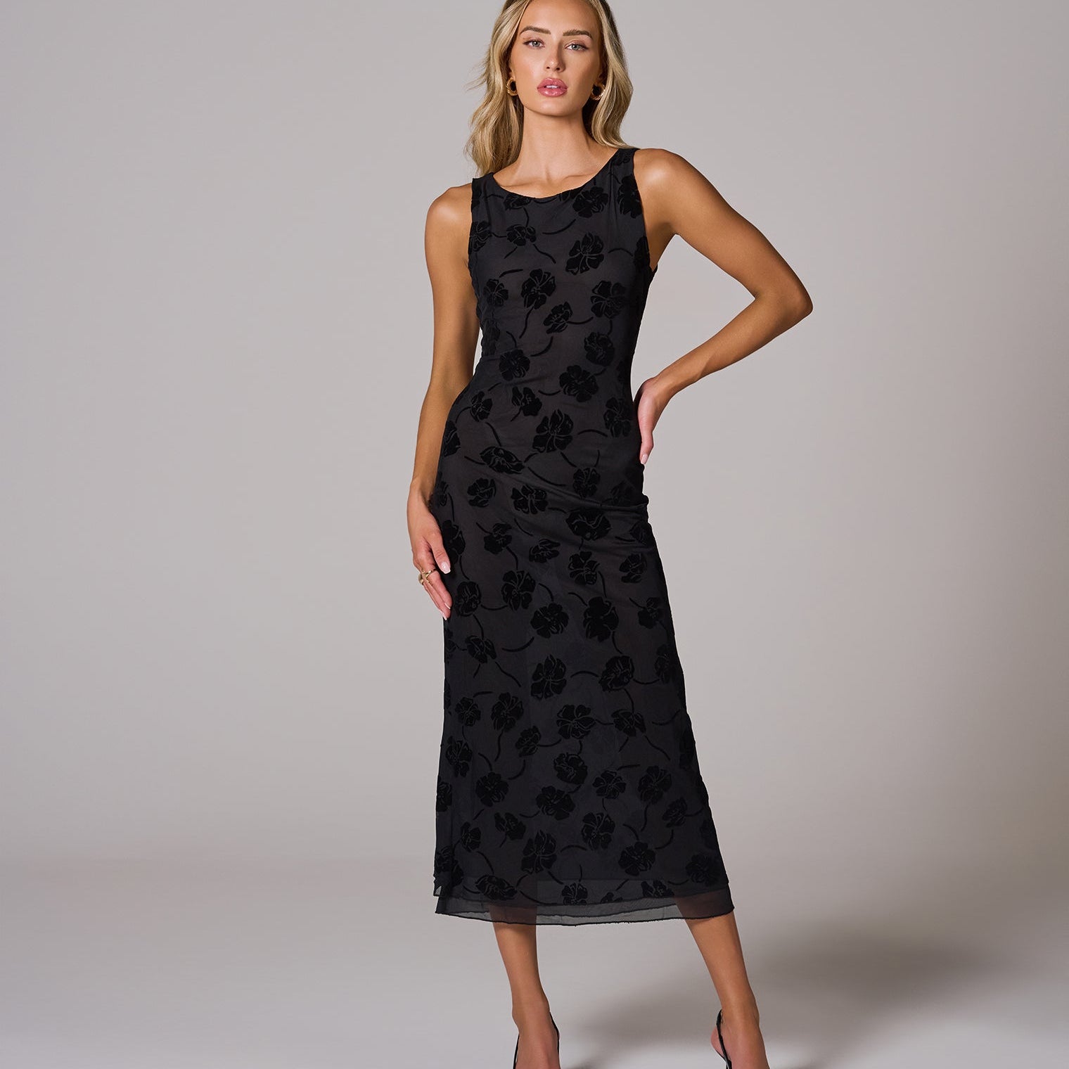 Alya Çiçek Desenli Midi Elbise