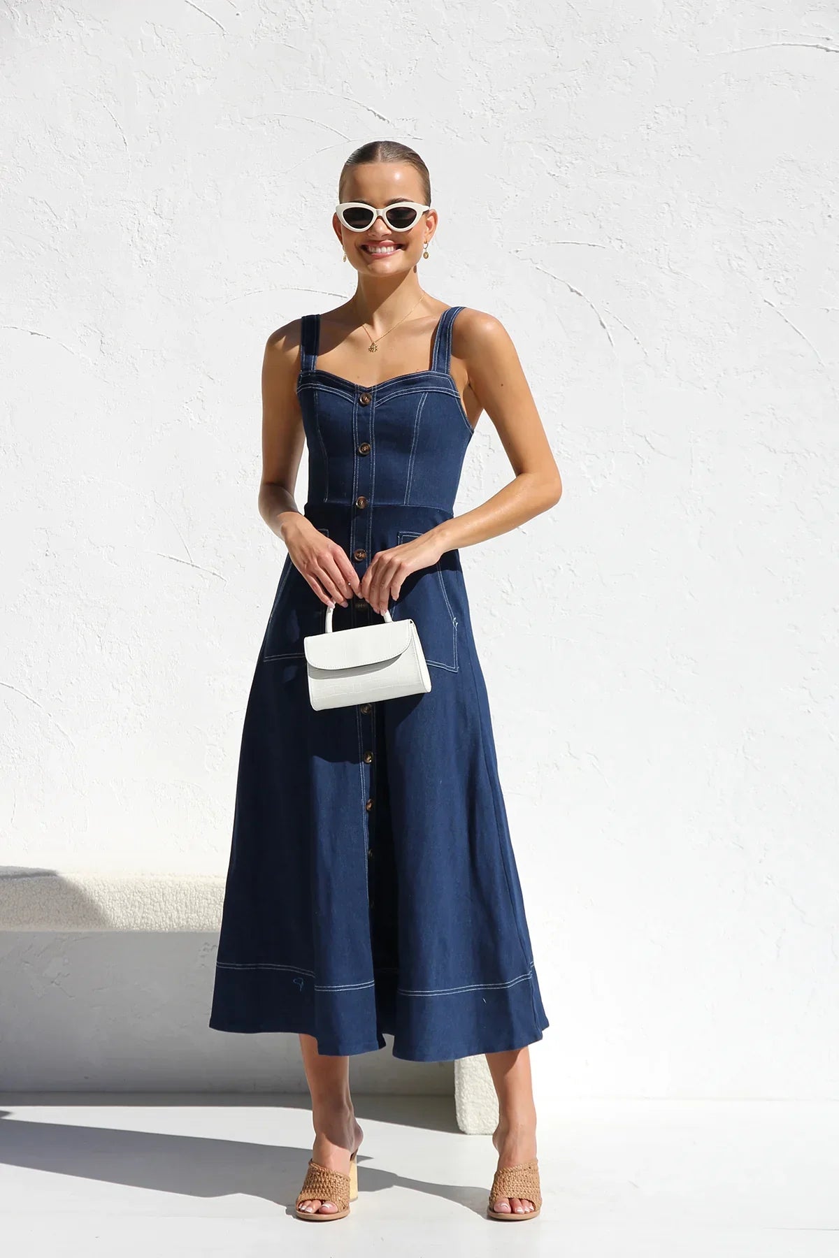 Heavenly Denim Midi Elbise
