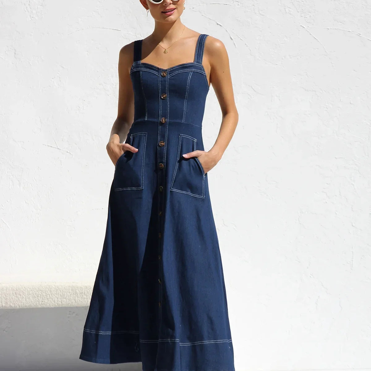 Heavenly Denim Midi Elbise