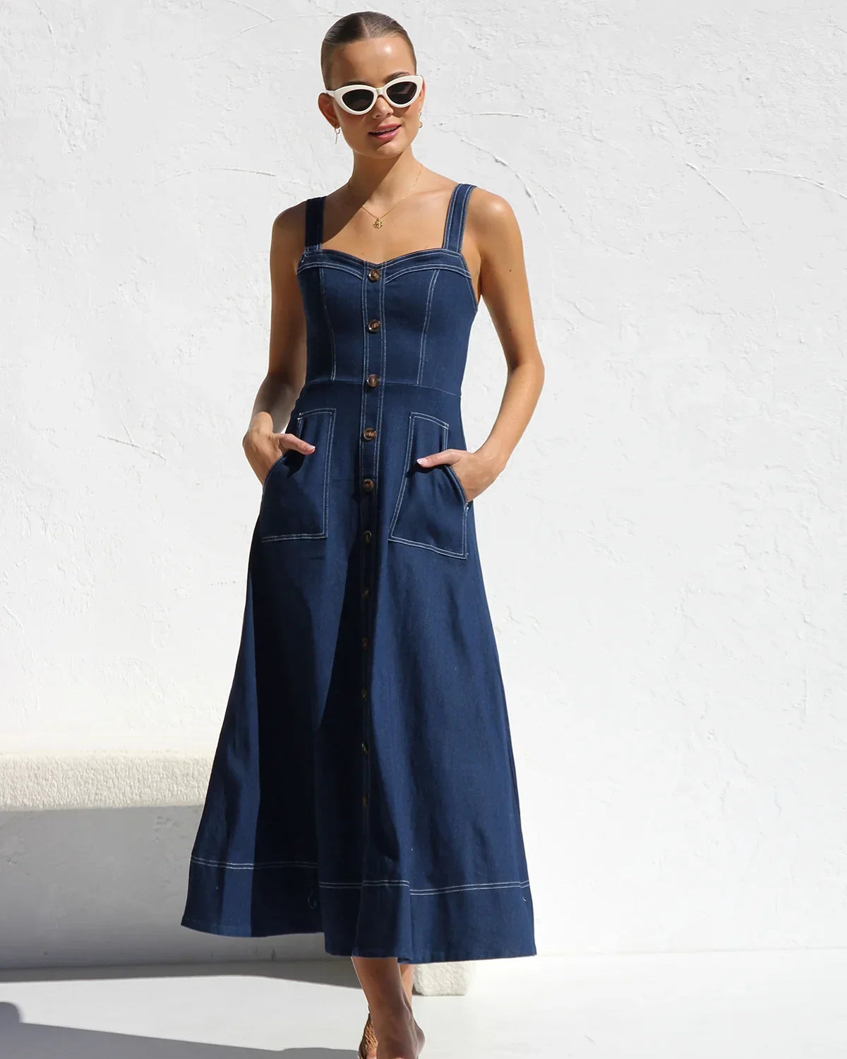 Heavenly Denim Midi Elbise
