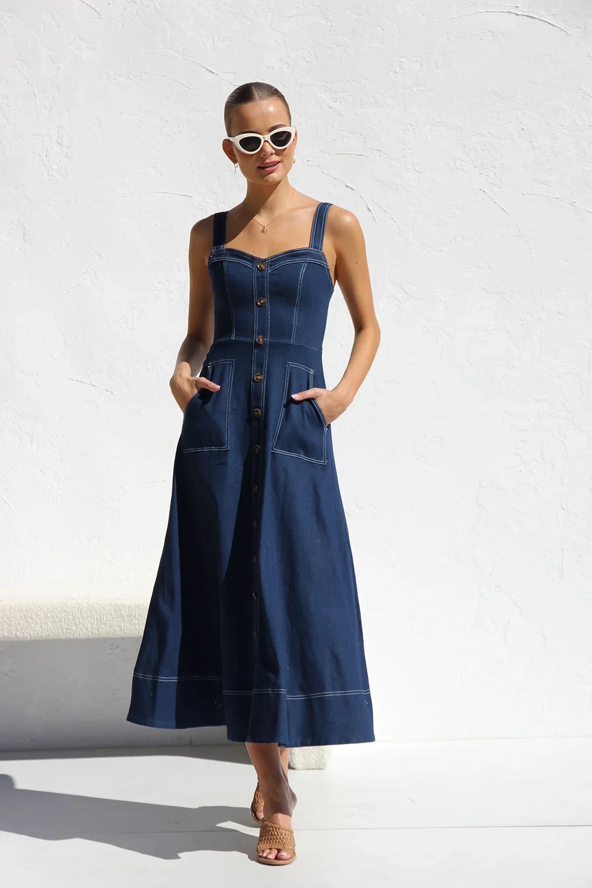 Heavenly Denim Midi Elbise