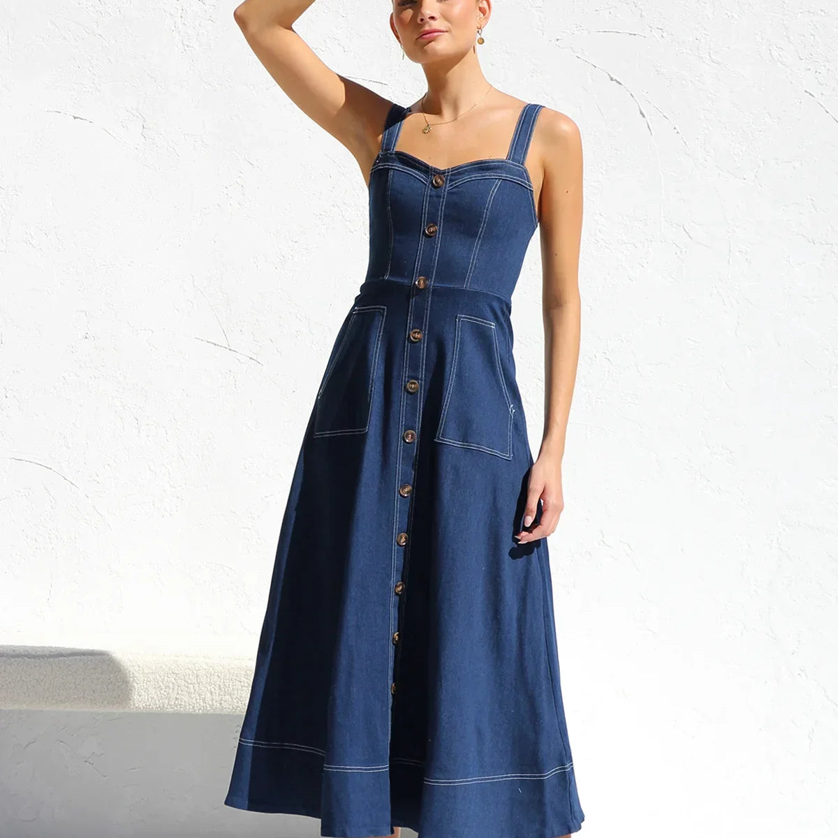 Heavenly Denim Midi Elbise