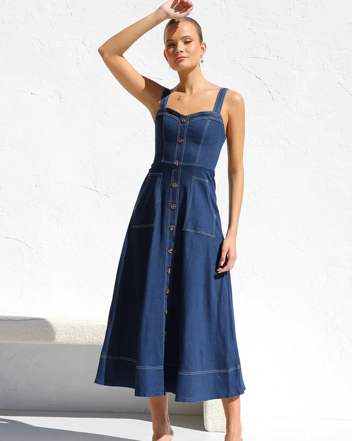 Heavenly Denim Midi Elbise