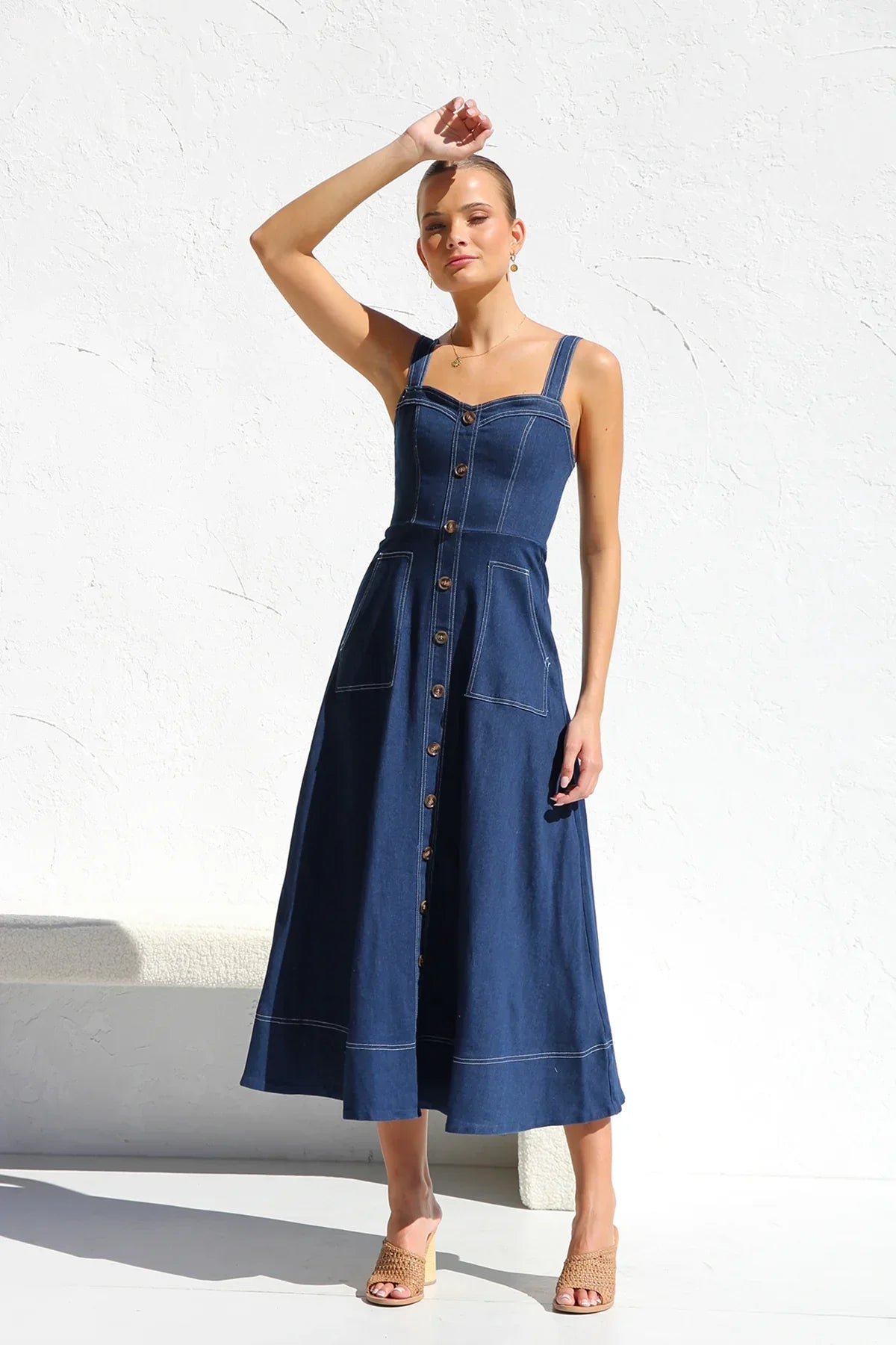 Heavenly Denim Midi Elbise