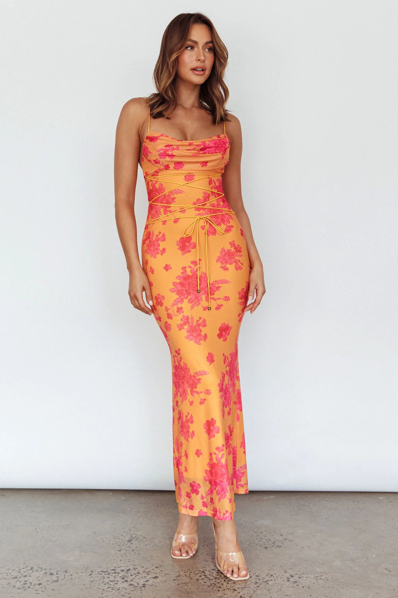 Floral Çiçek Desenli Maksi Elbise