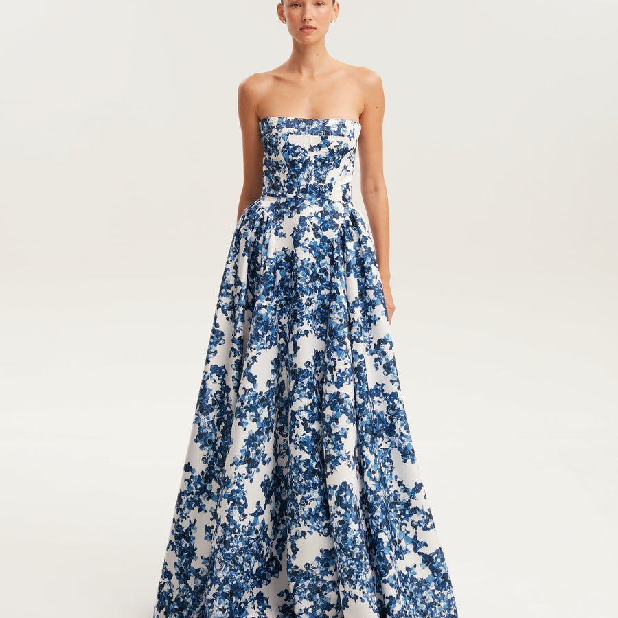 Ethereal Blossom Strapless Maxi Elbise
