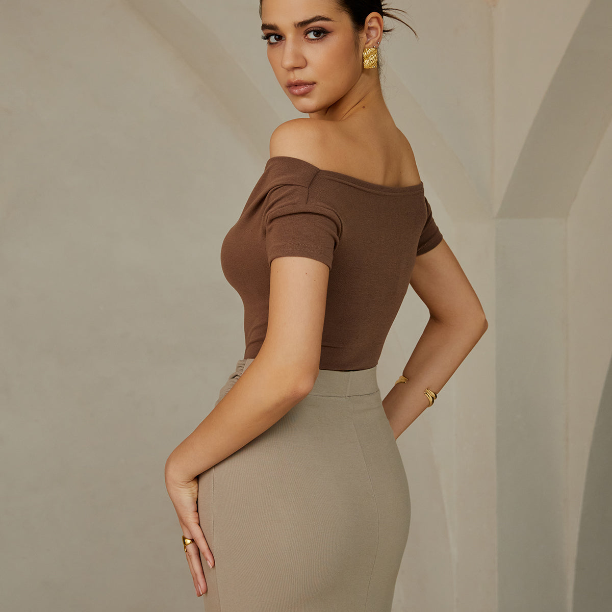 Desert Glow Omzu Açık Bluz
