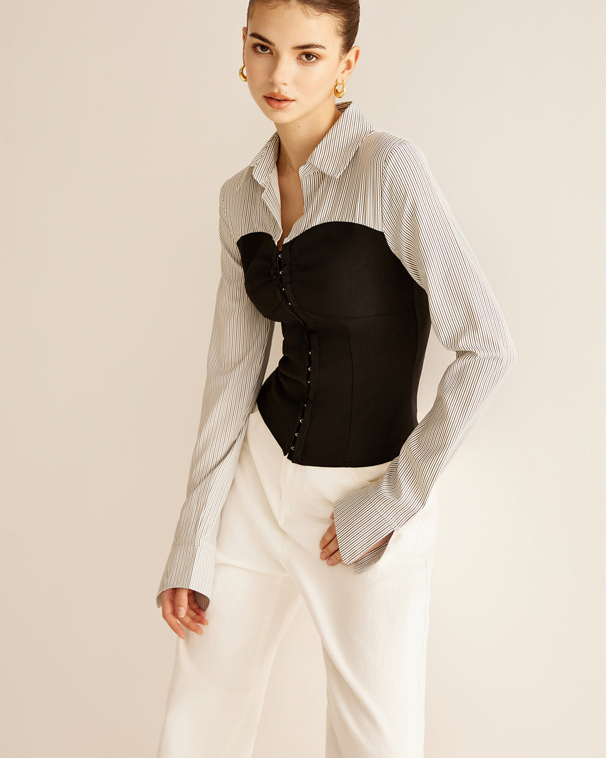 Dual Elegance Korse Detaylı Bluz