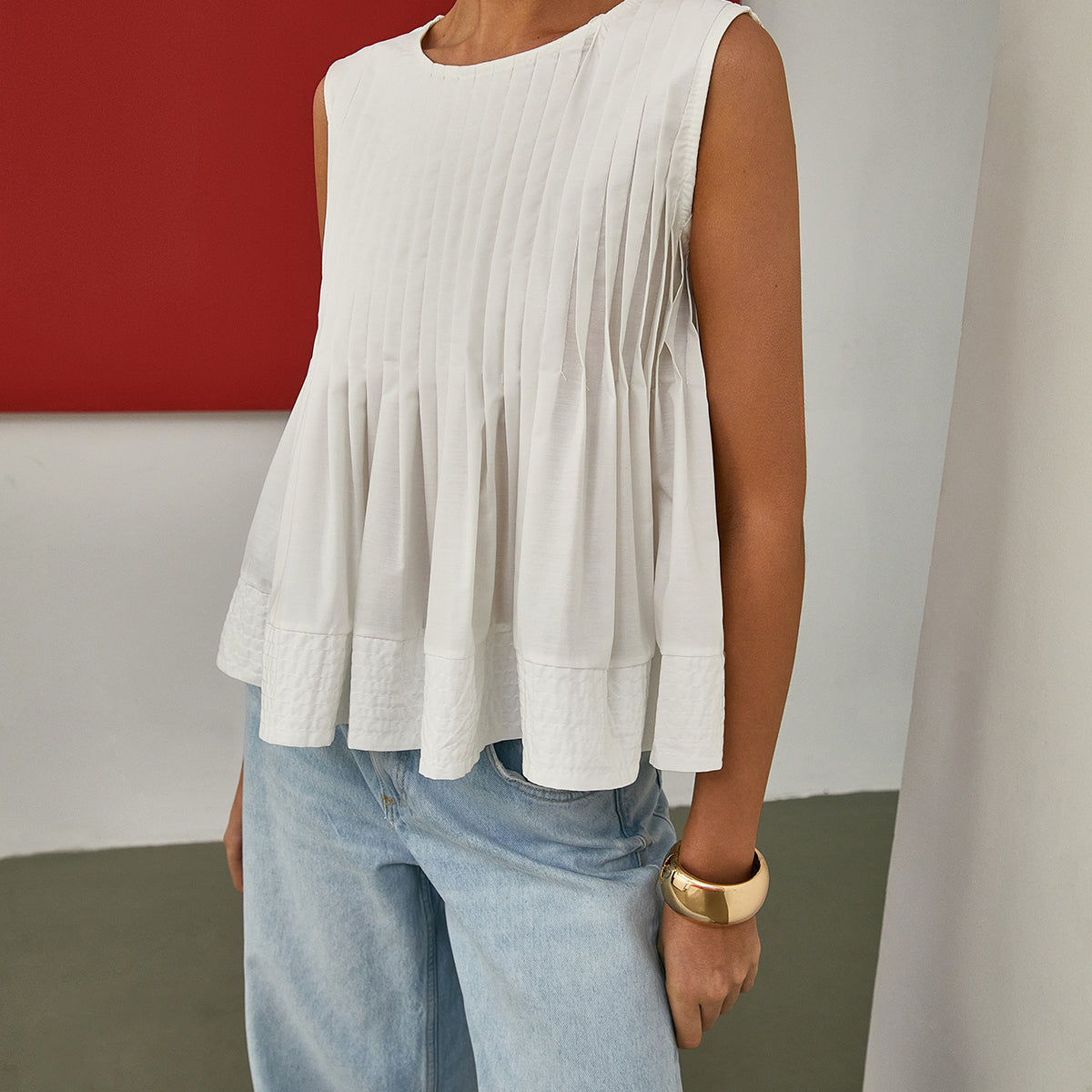 Elegant Pleats Kolsuz Bluz