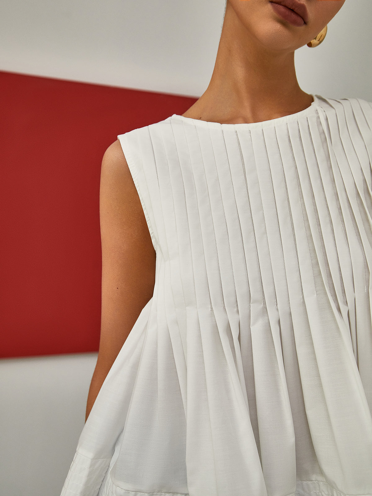 Elegant Pleats Kolsuz Bluz