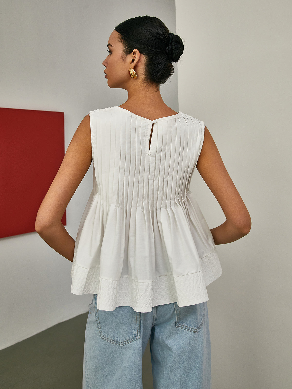 Elegant Pleats Kolsuz Bluz