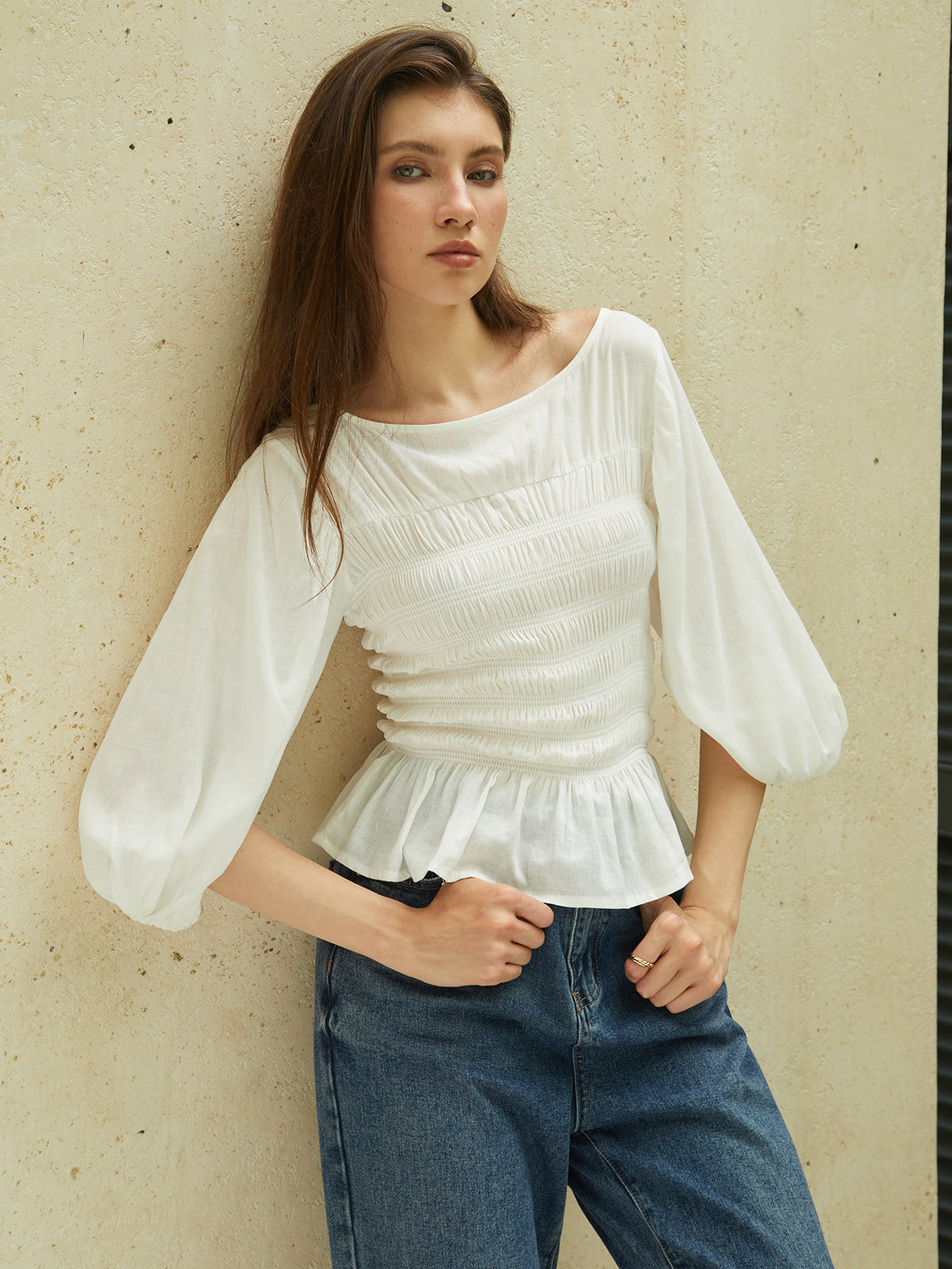 Ethereal Elegance Büzgü Detaylı Bluz