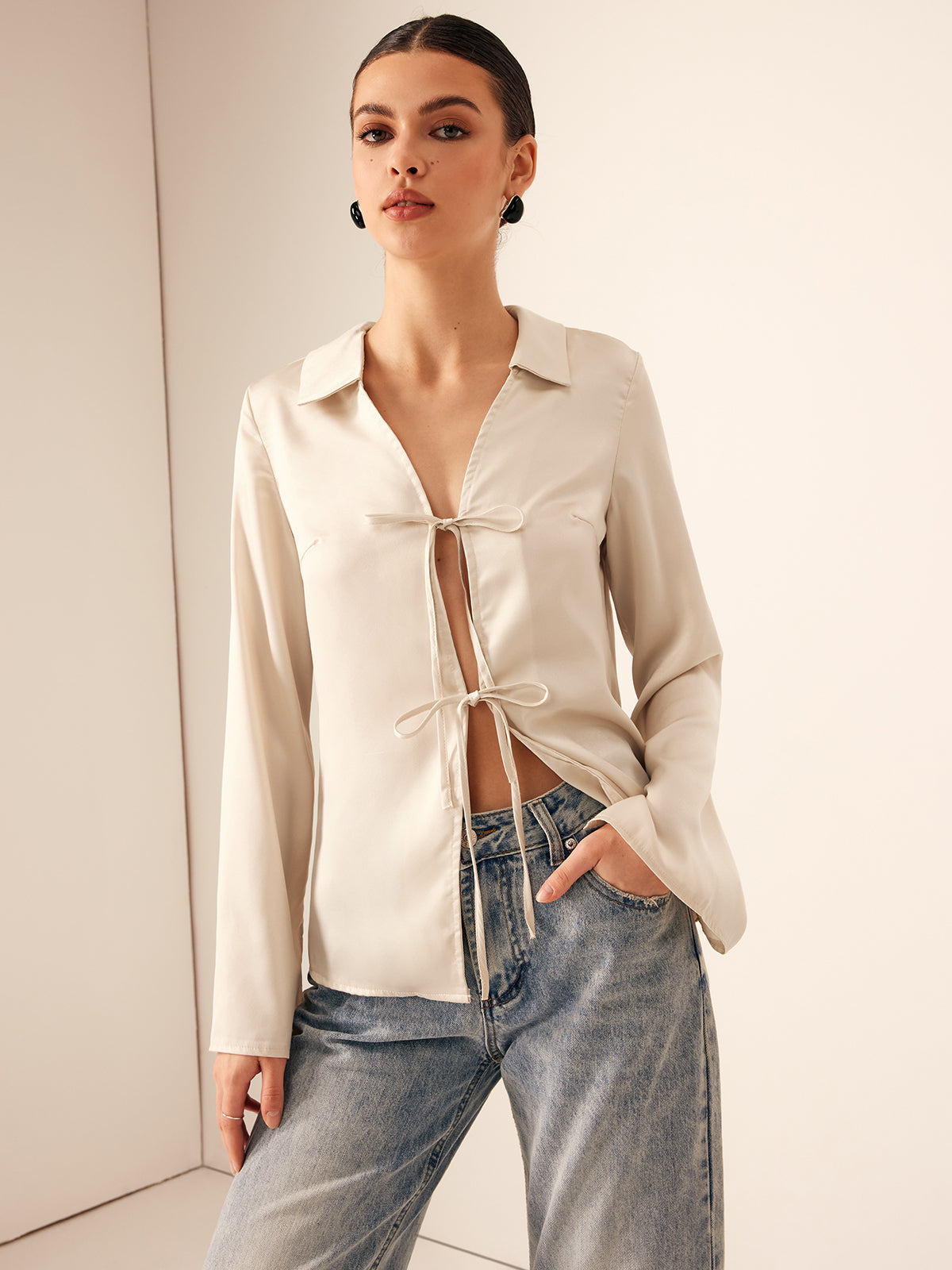 Ivory Tied Minimal Bluz