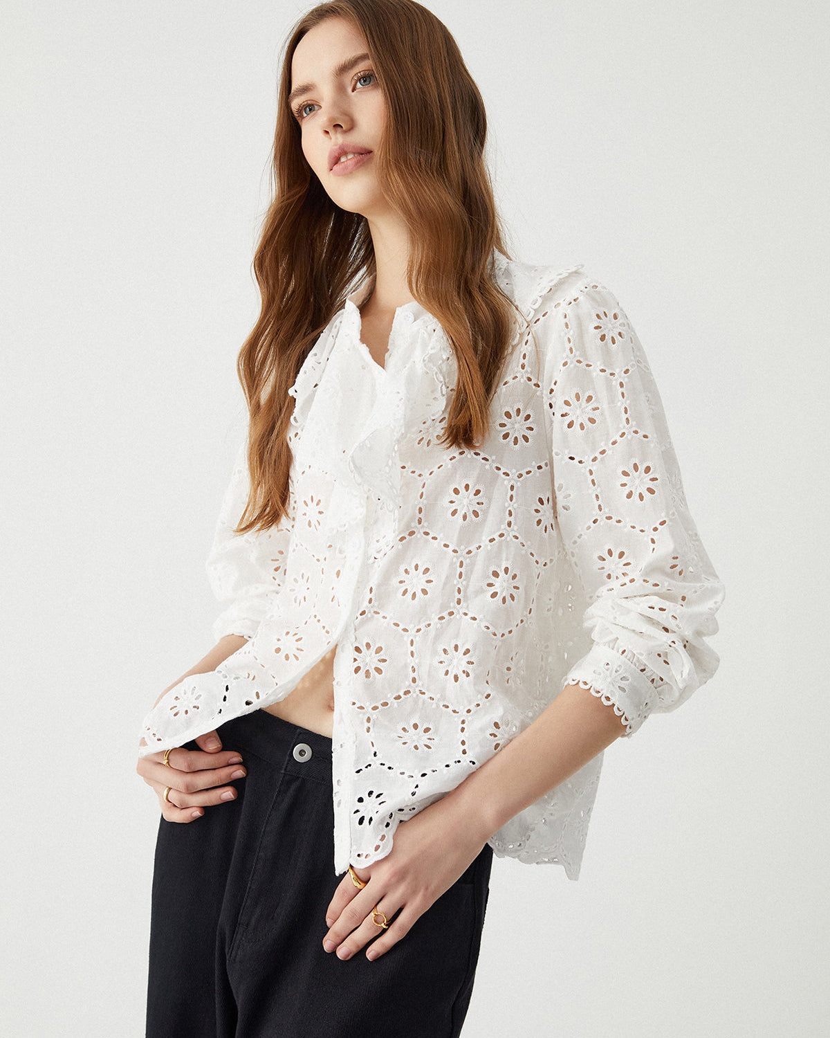 Lace Blossom Nakışlı Bluz