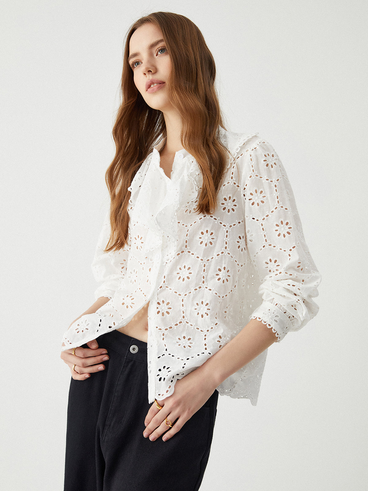 Lace Blossom Nakışlı Bluz