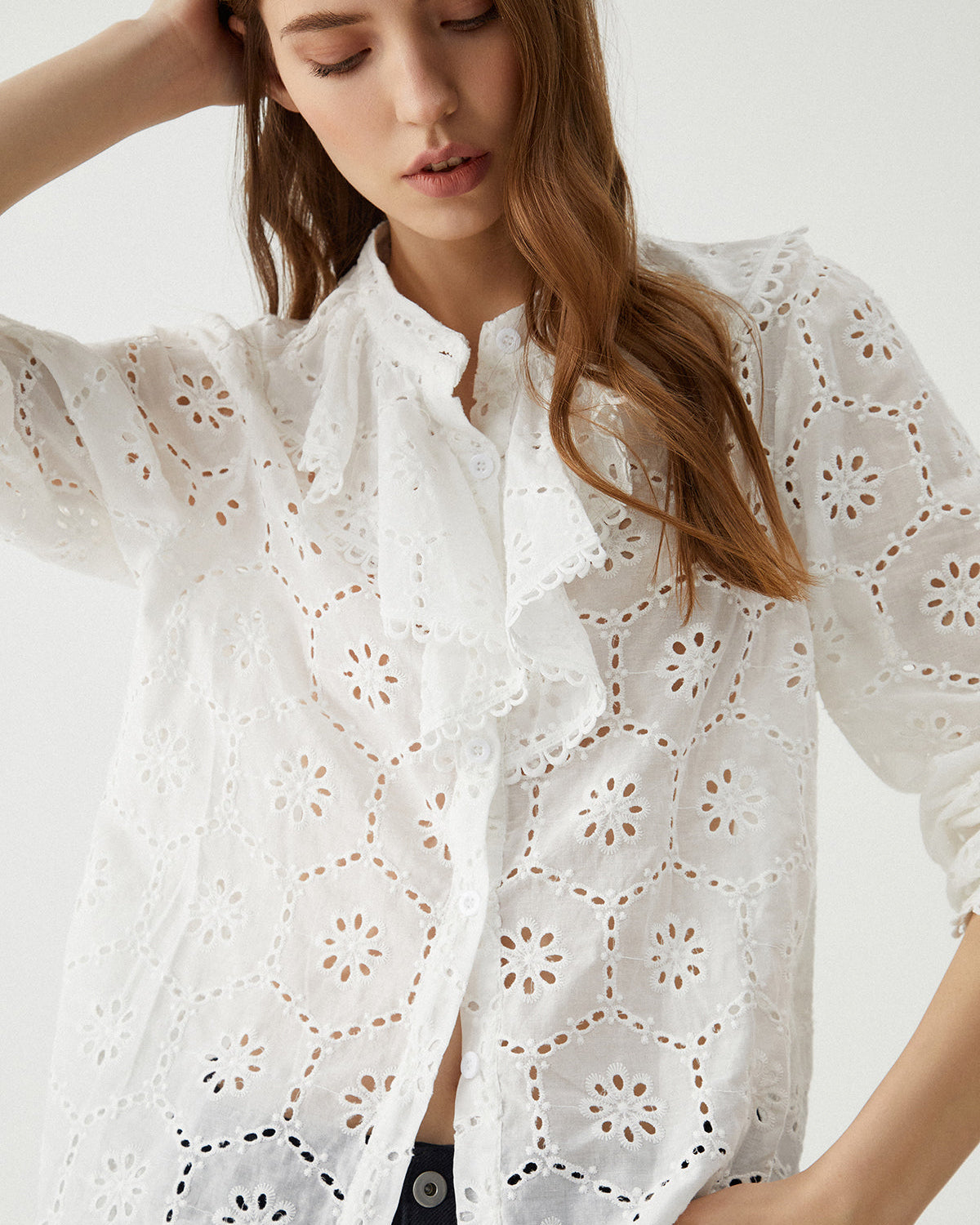 Lace Blossom Nakışlı Gömlek