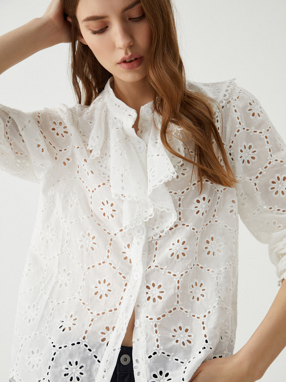 Lace Blossom Nakışlı Bluz
