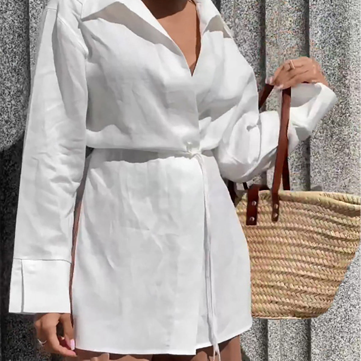 Linen Elegance Kuşaklı Gömlek Bluz