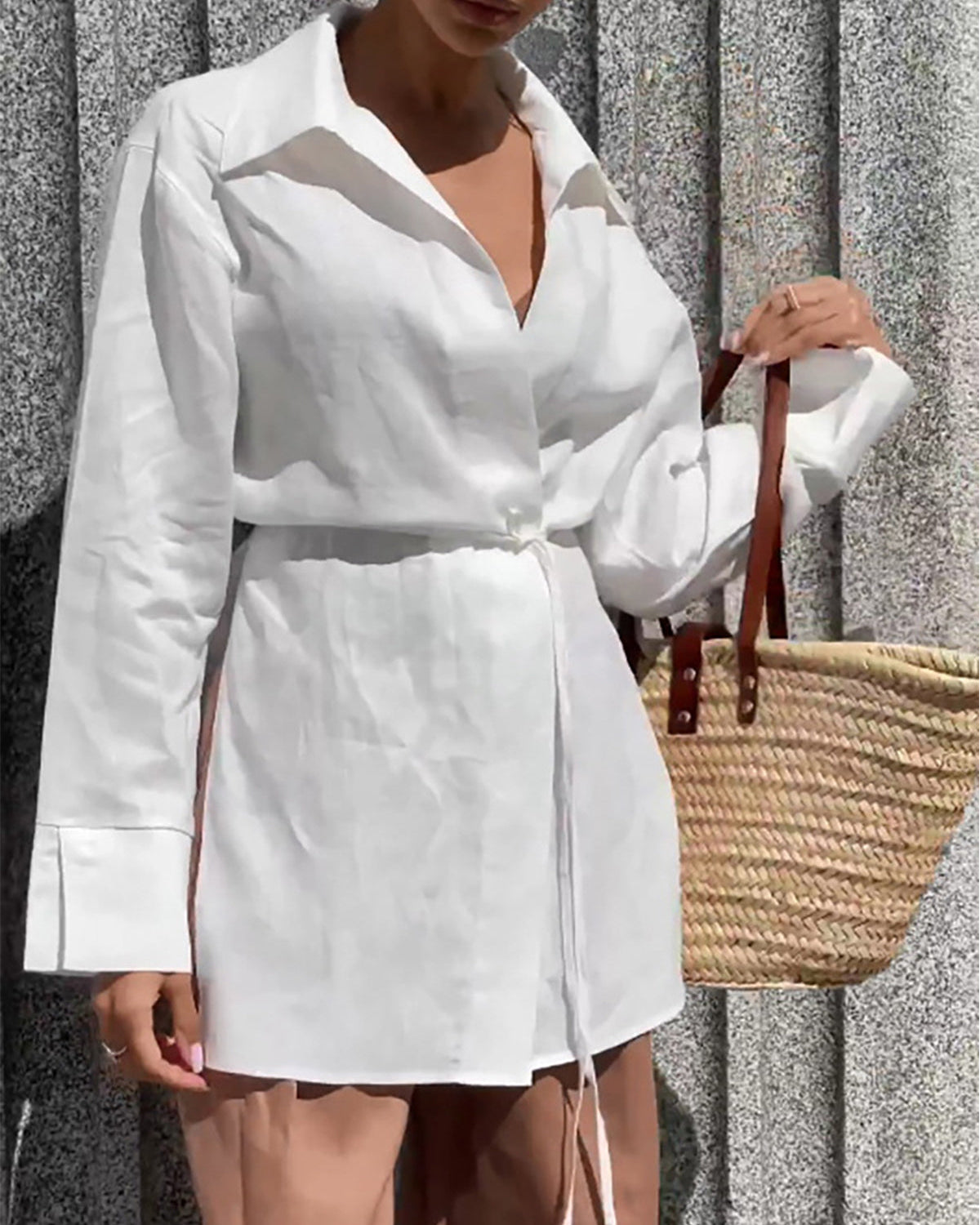 Linen Elegance Kuşaklı Gömlek Bluz