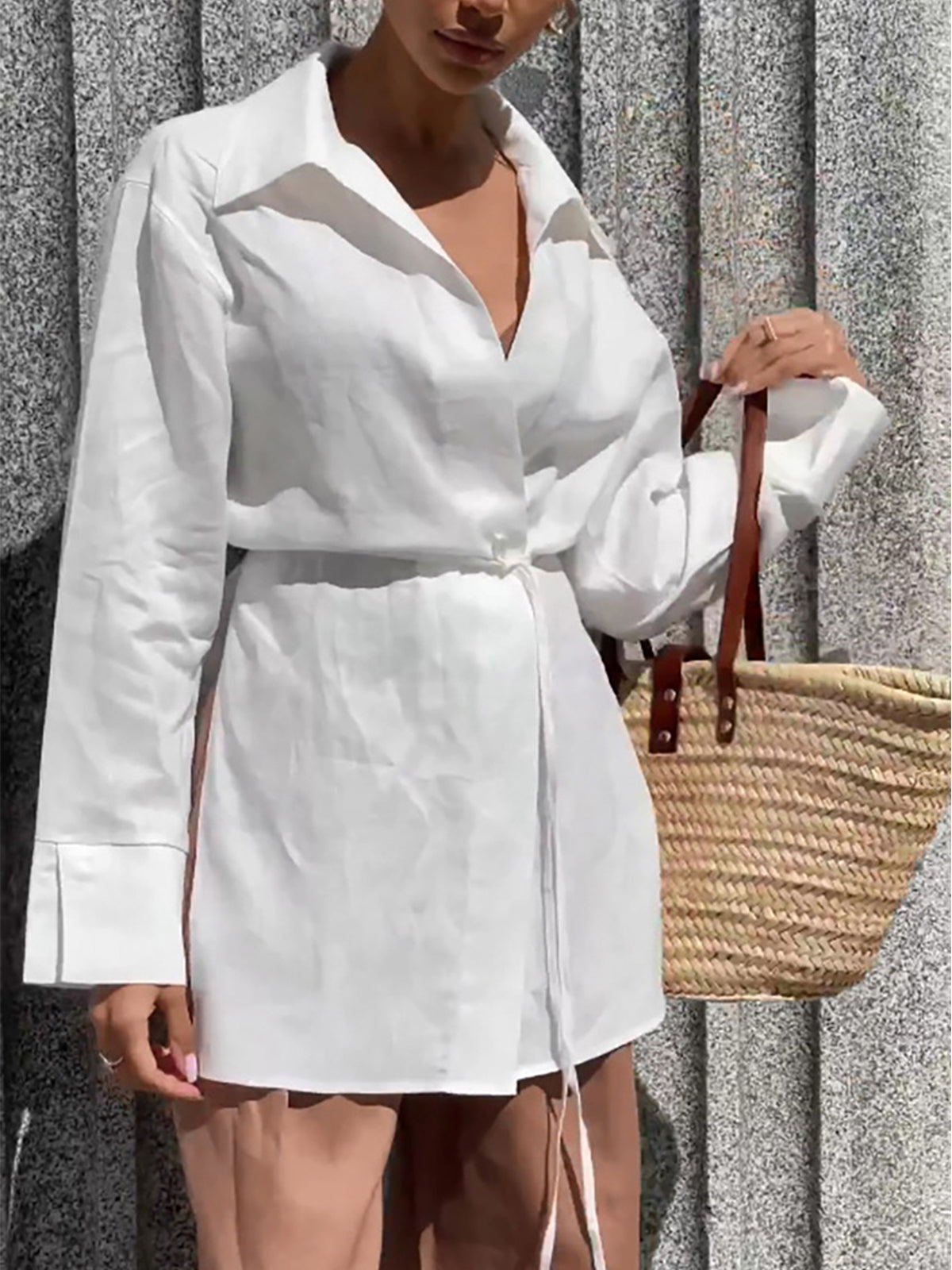 Linen Elegance Kuşaklı Gömlek Bluz