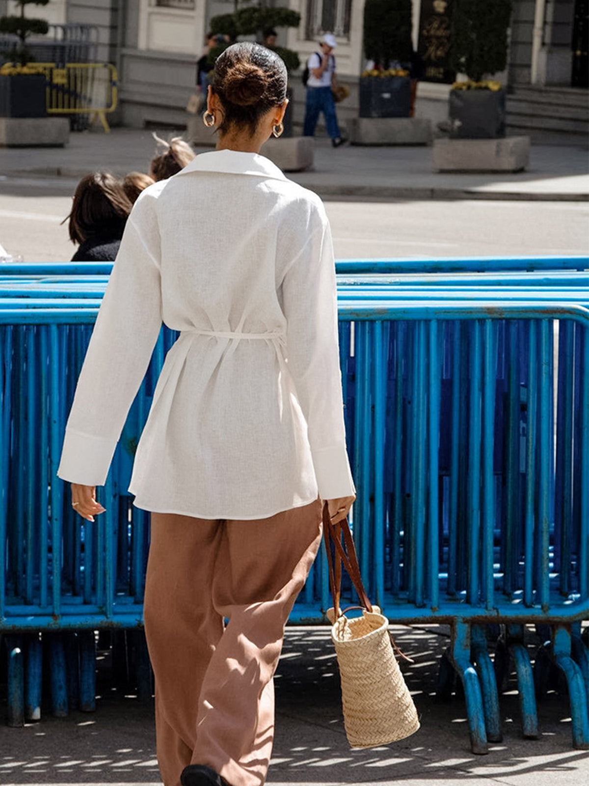 Linen Elegance Kuşaklı Gömlek Bluz