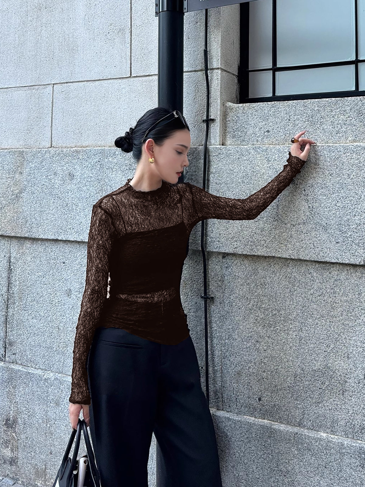 Nocturnal Lace Uzun Kollu Bluz