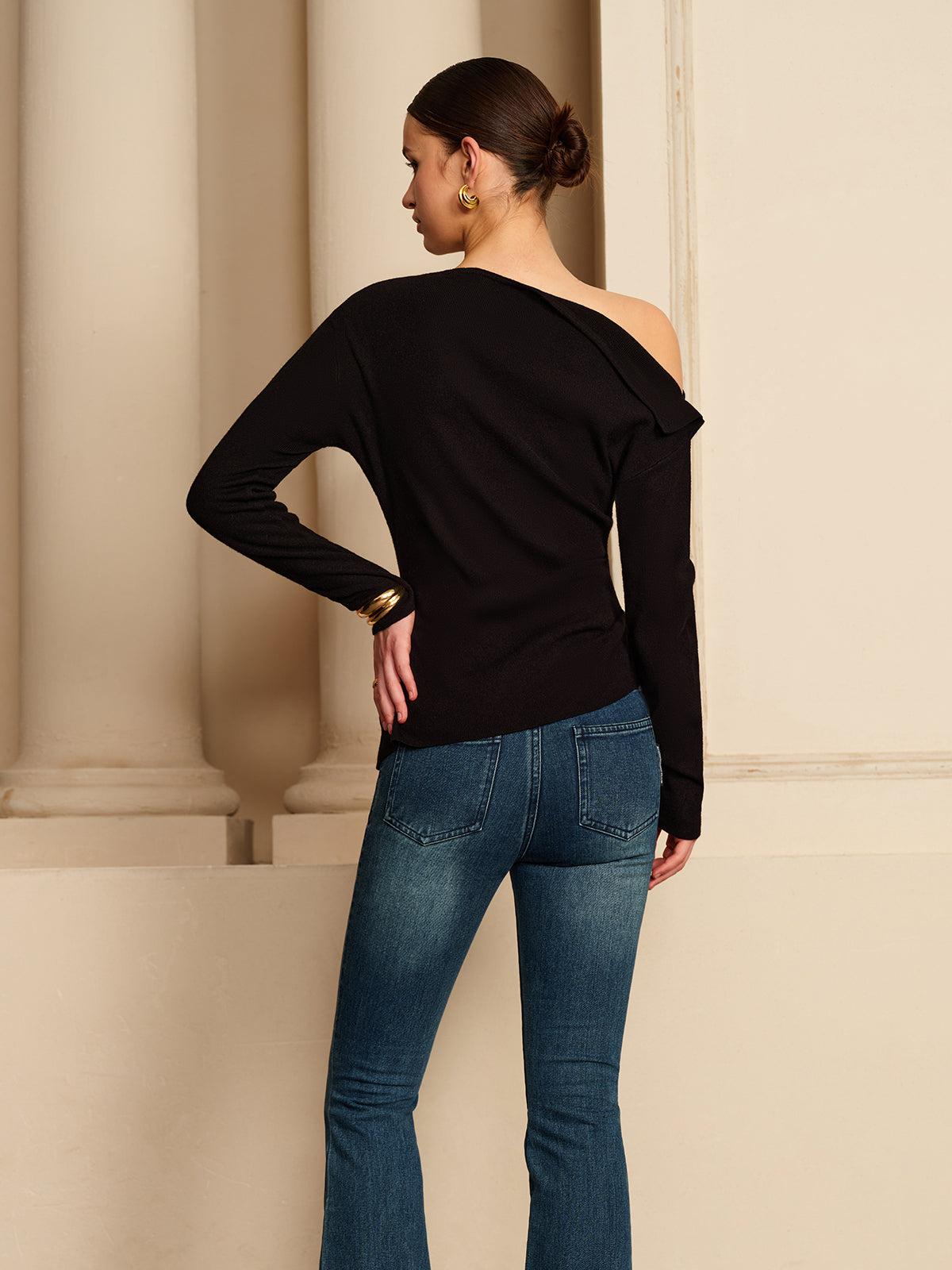 Noir Elegance Tek Omuz Bluz