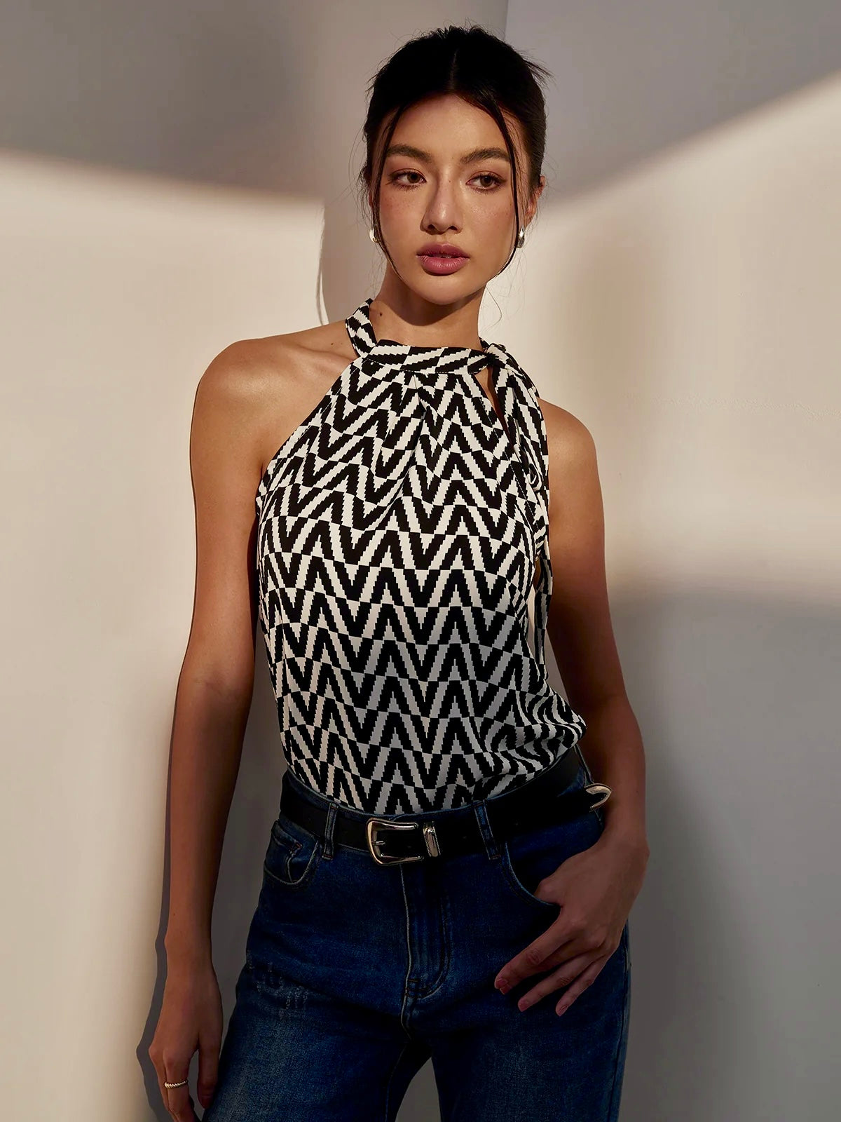 Zigzag Halter Bluz