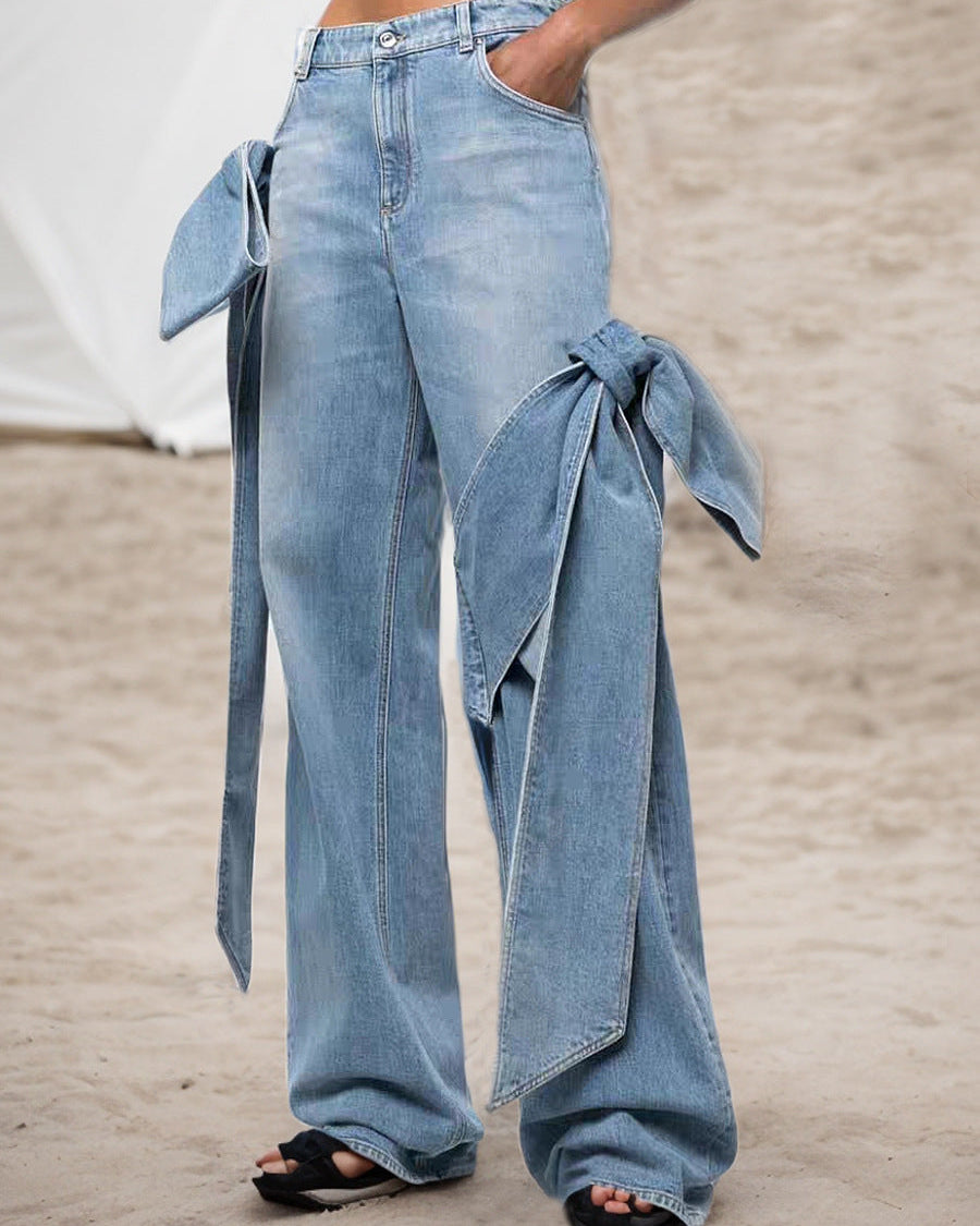 Leisa Yüksek Bel Fiyonklu Jean Pantolon