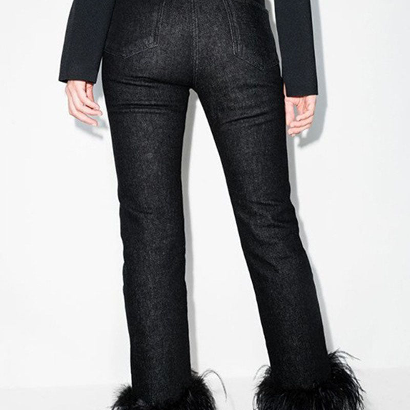 Lorra Tüy Paçalı Denim Pantolon