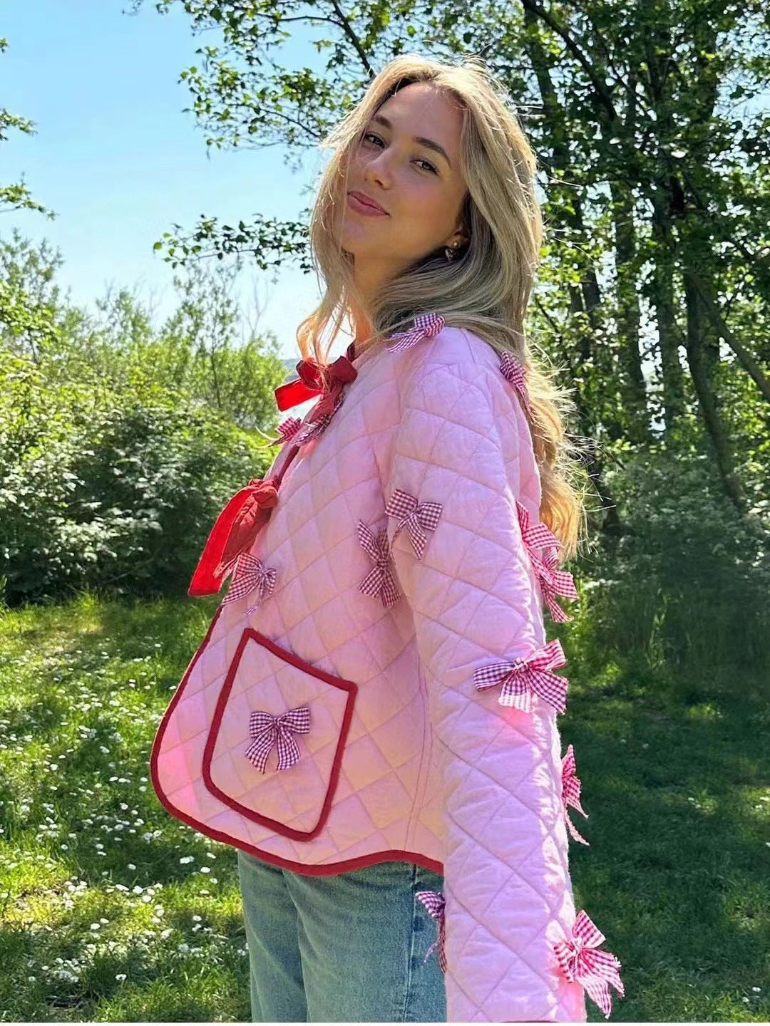 Fiyonk Detaylı Baskılı Ceket