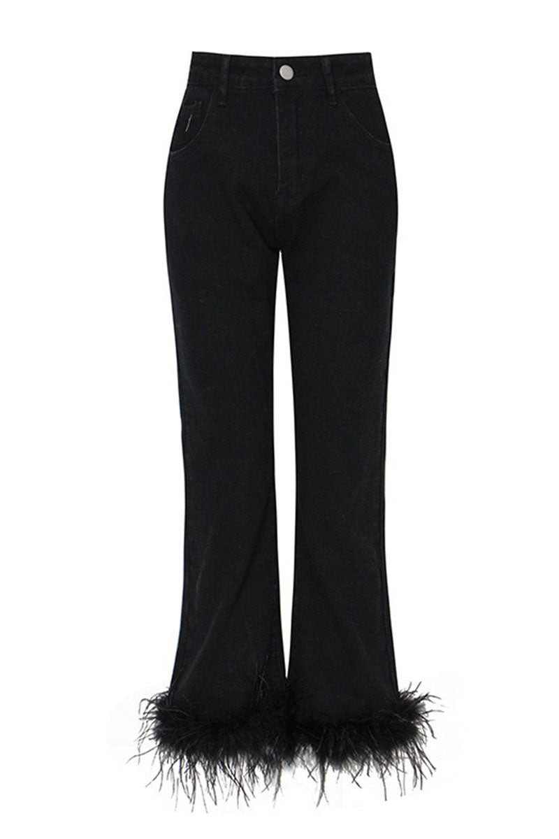 Lorra Tüy Paçalı Denim Pantolon